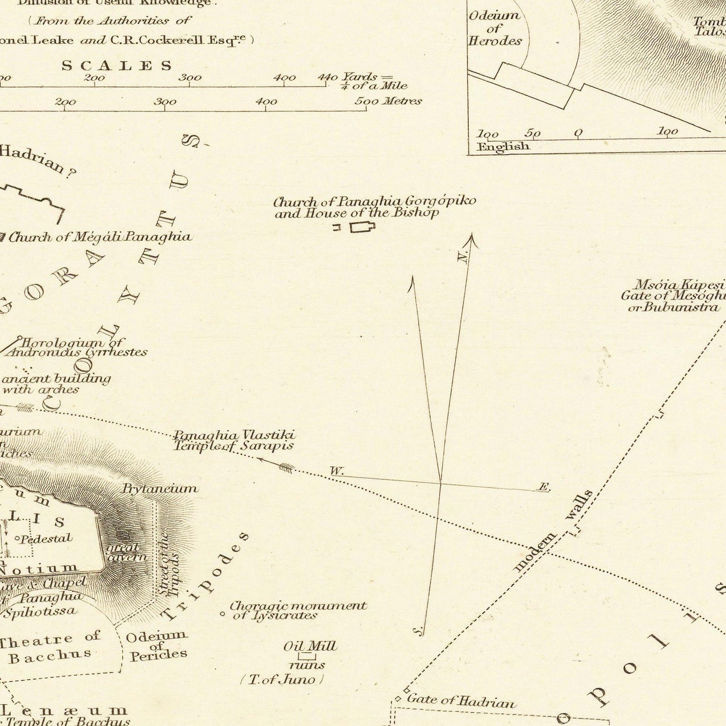 Historischer Stadtplan Athen um 1832