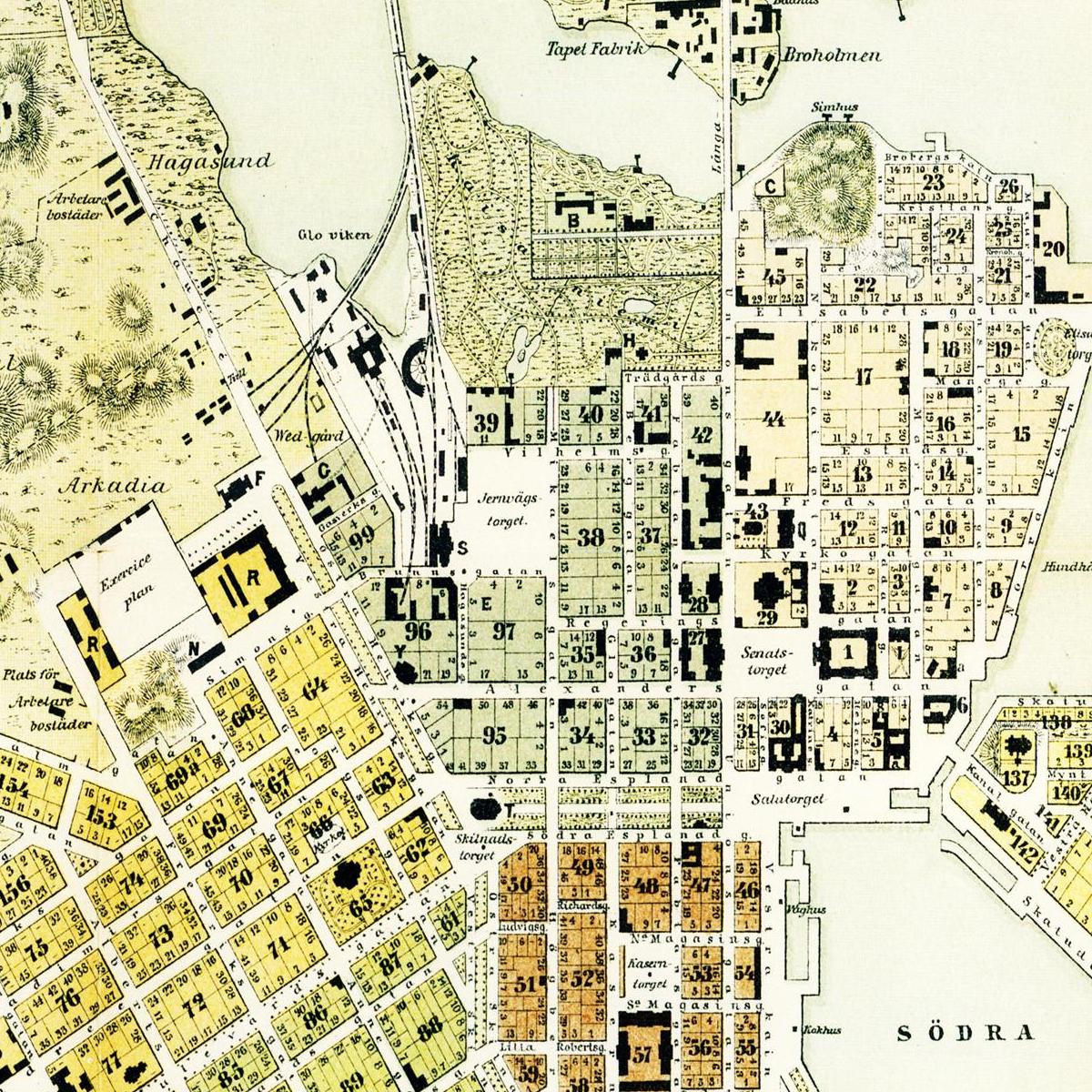 Historischer Stadtplan Helsinki um 1876
