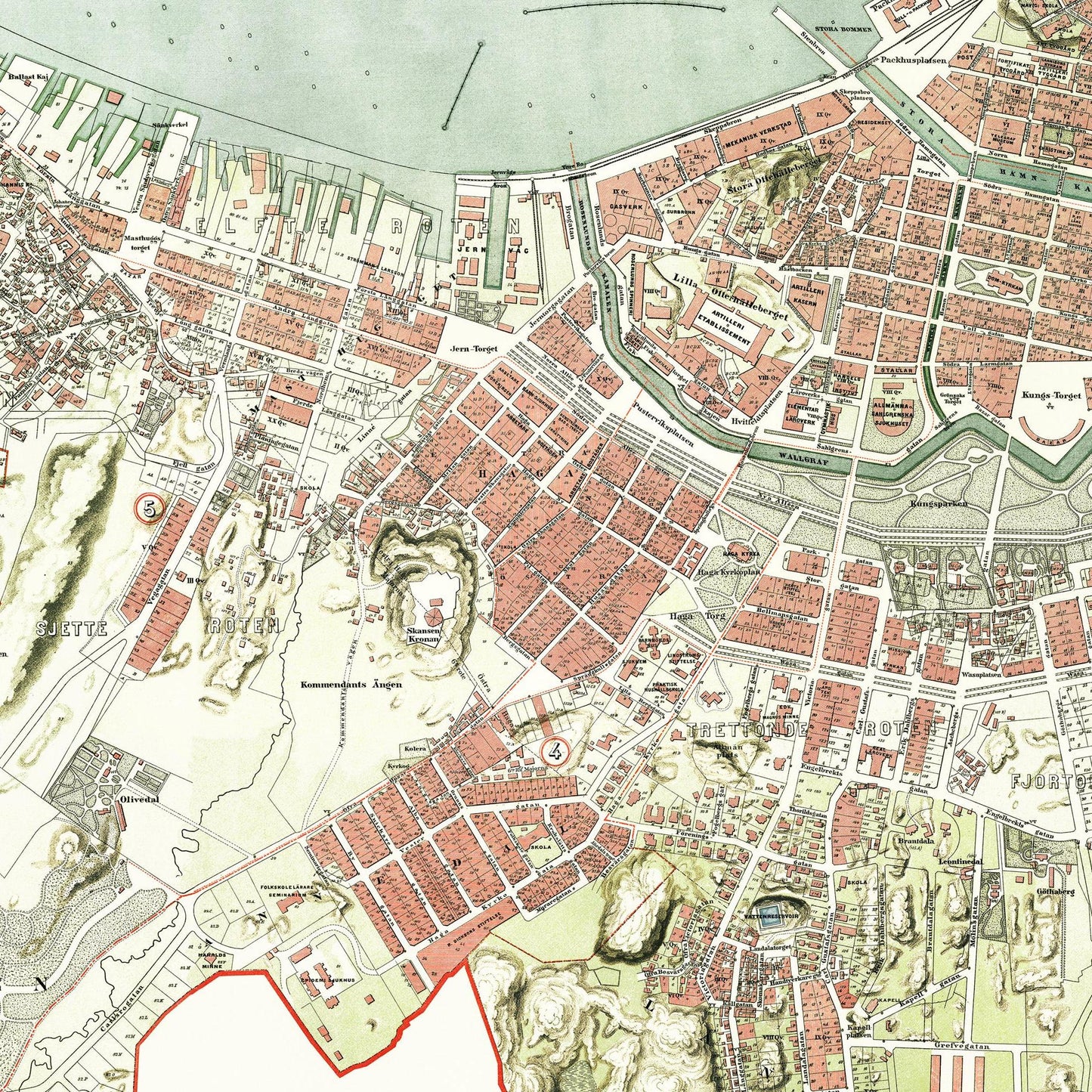 Historischer Stadtplan Göteborg um 1888