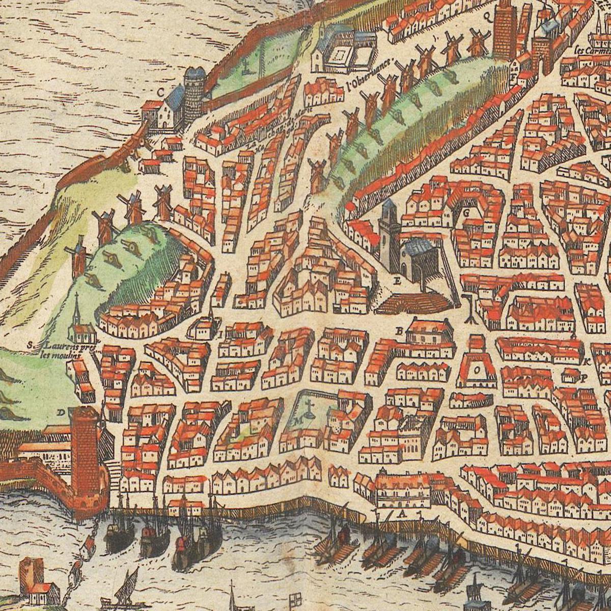 Historische Stadtansicht Marseille um 1609