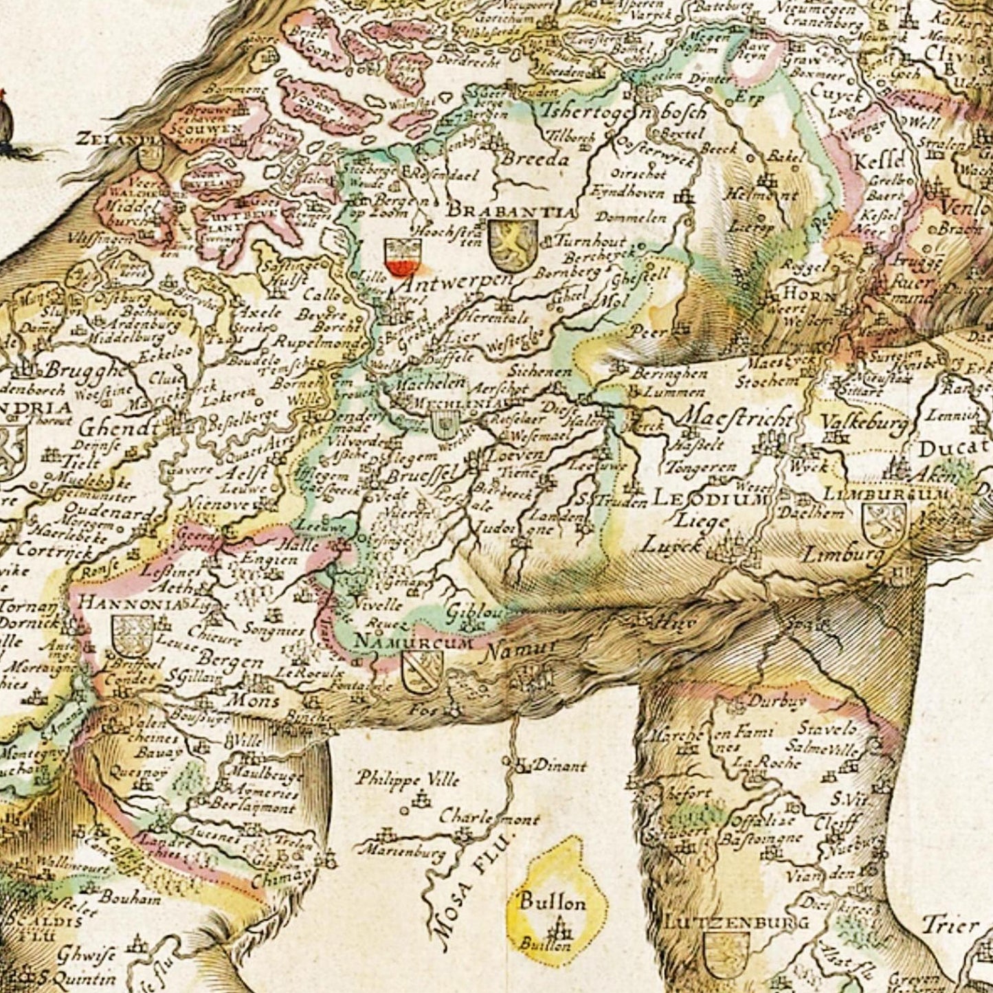 Historische Landkarte Belgien um 1650
