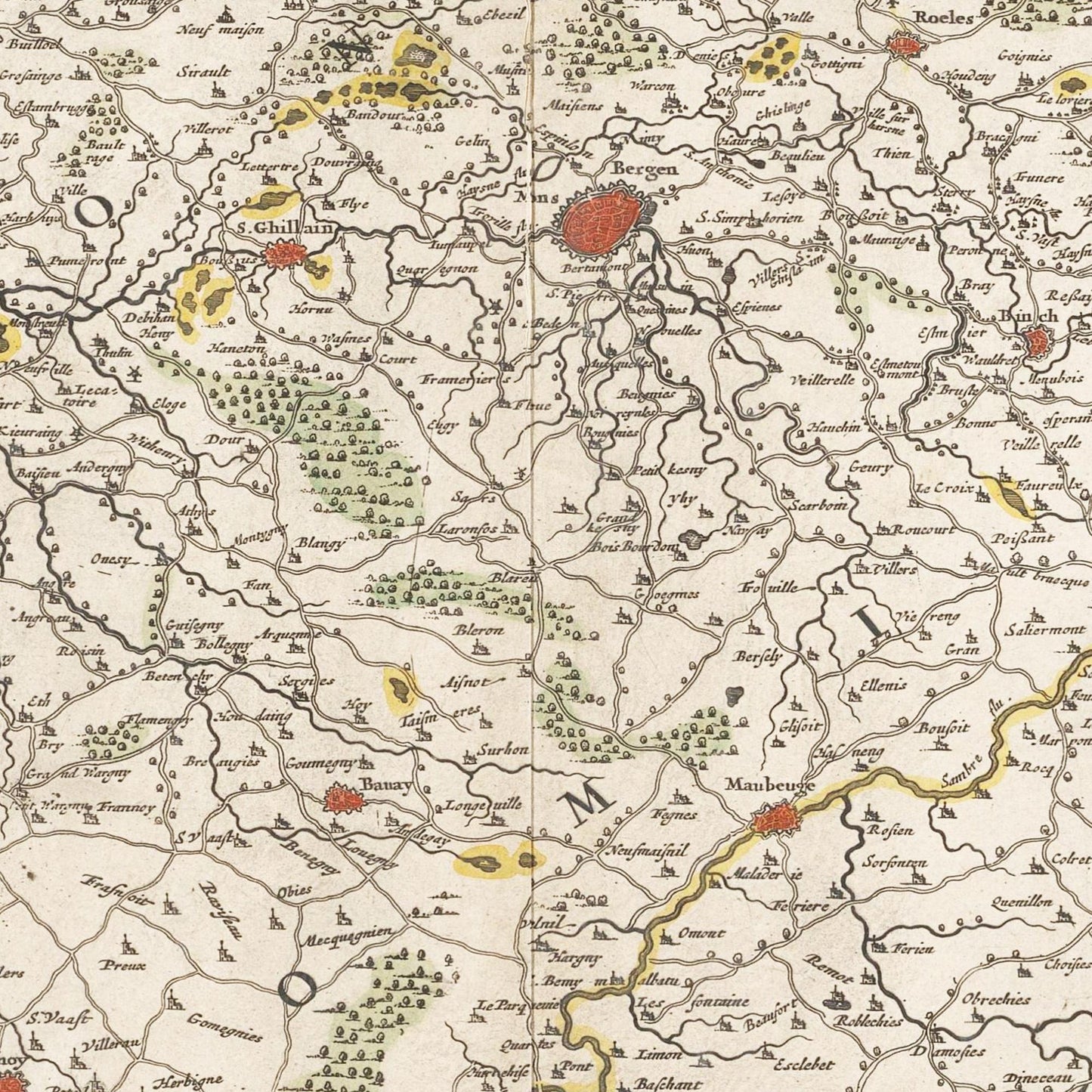 Historische Landkarte Hennegau um 1670