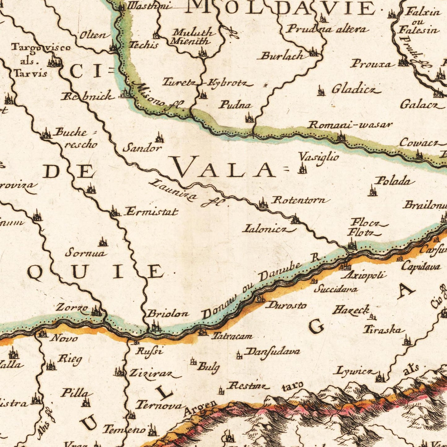Historische Landkarte Bulgarien um 1665