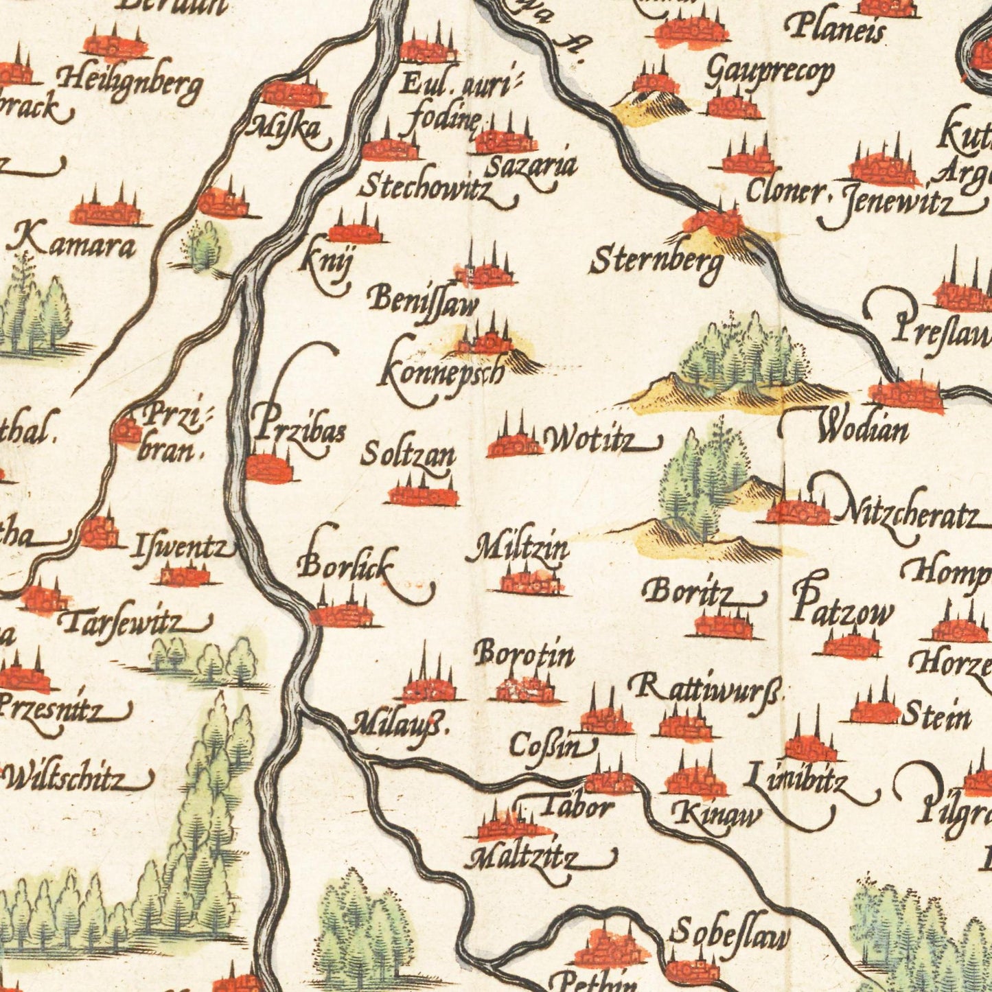 Historische Landkarte Böhmen um 1609