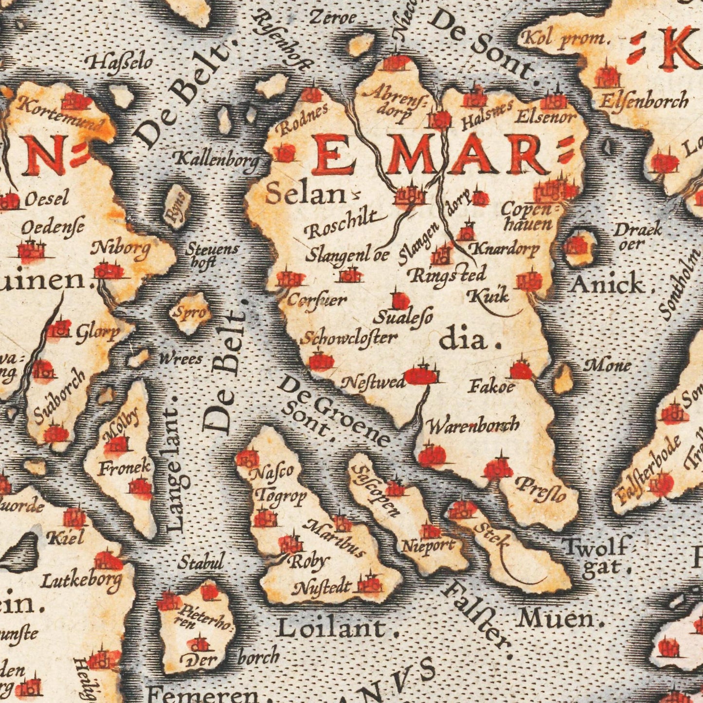 Historische Landkarte Dänemark um 1609