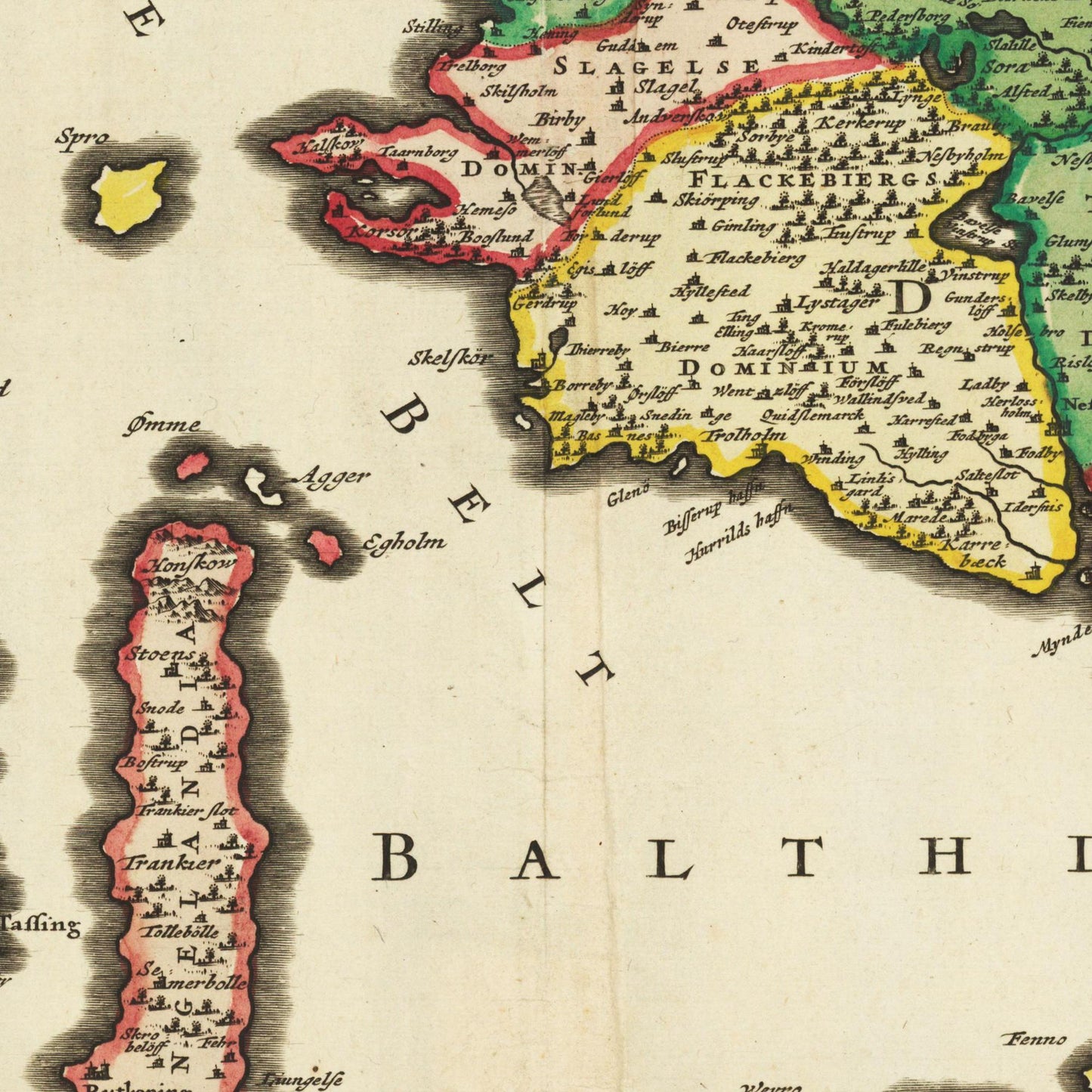 Historische Landkarte Dänische Inseln um 1688