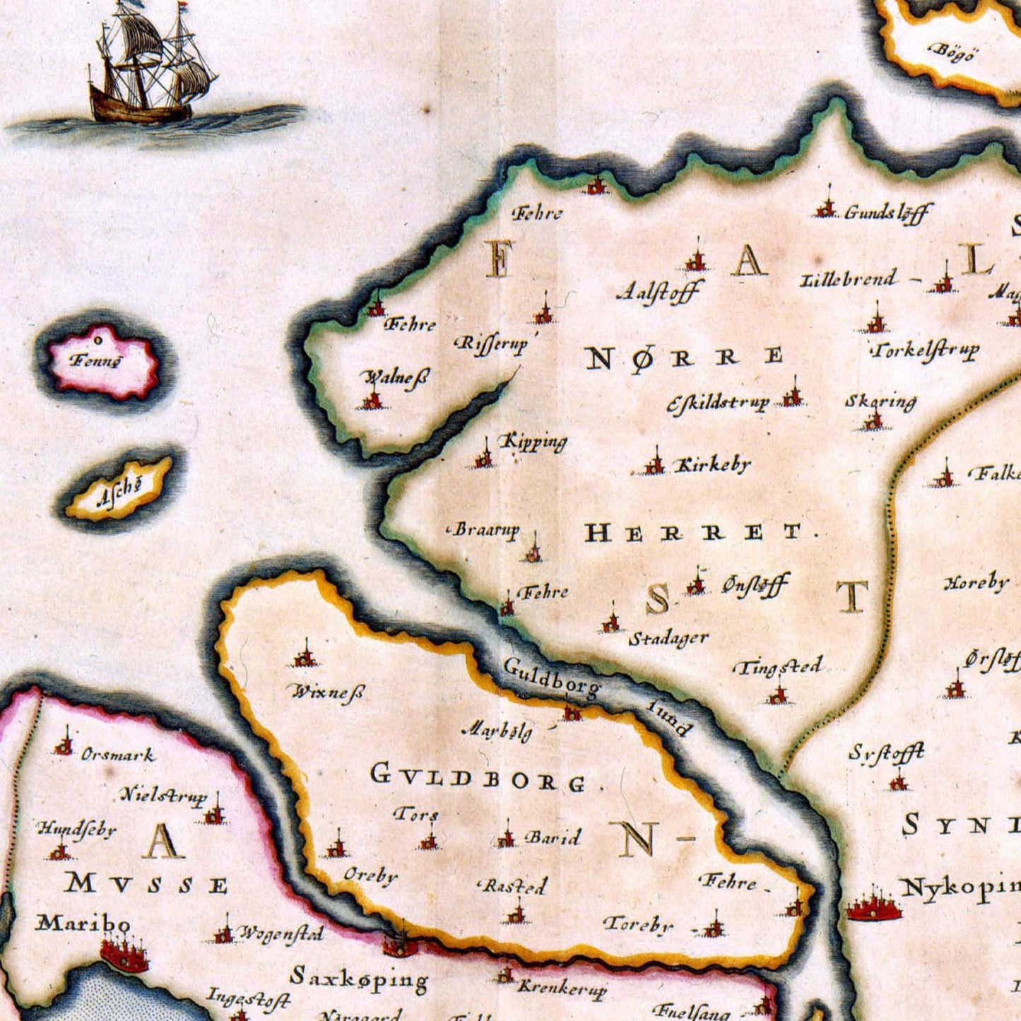 Historische Landkarte Lolland um 1690
