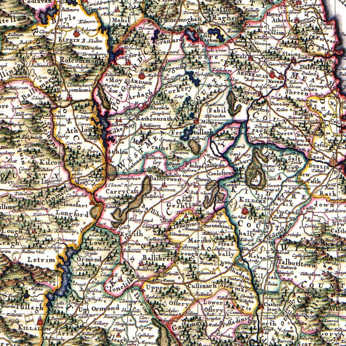 Historische Landkarte Irland um 1646