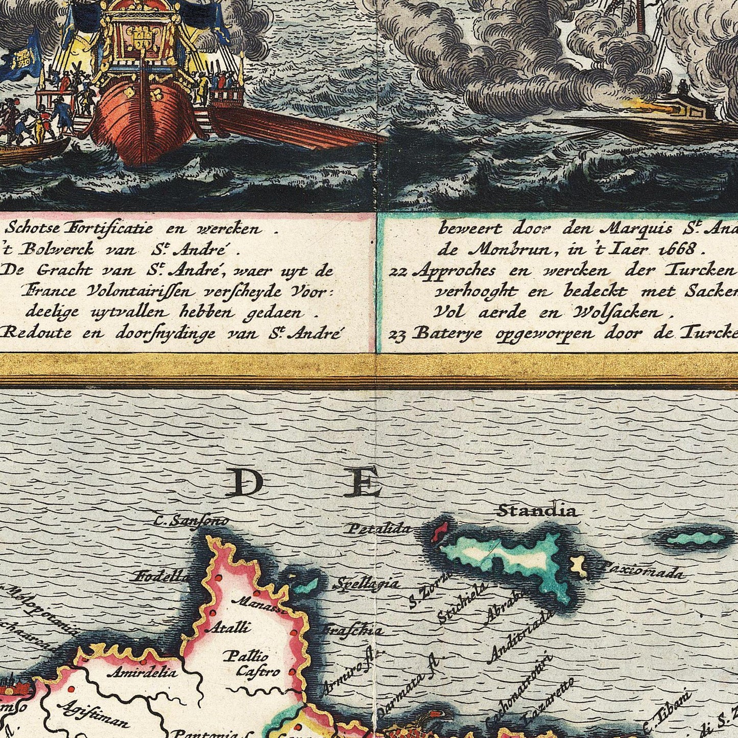 Historische Landkarte Kreta um 1668