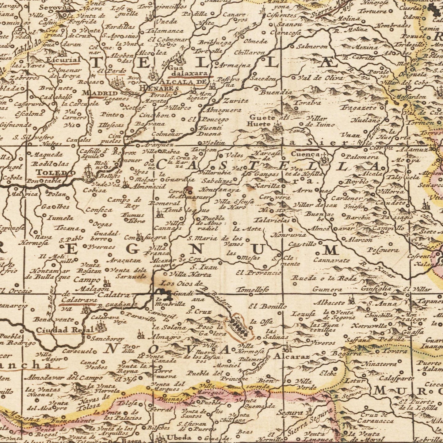 Historische Landkarte Spanien um 1698