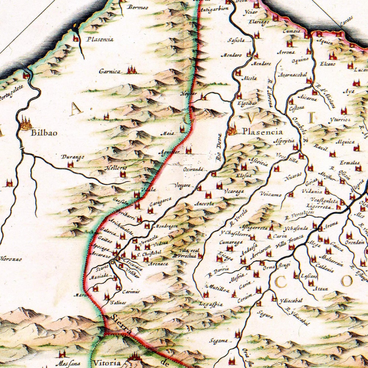 Historische Landkarte Kantabrien & Baskenland um 1690