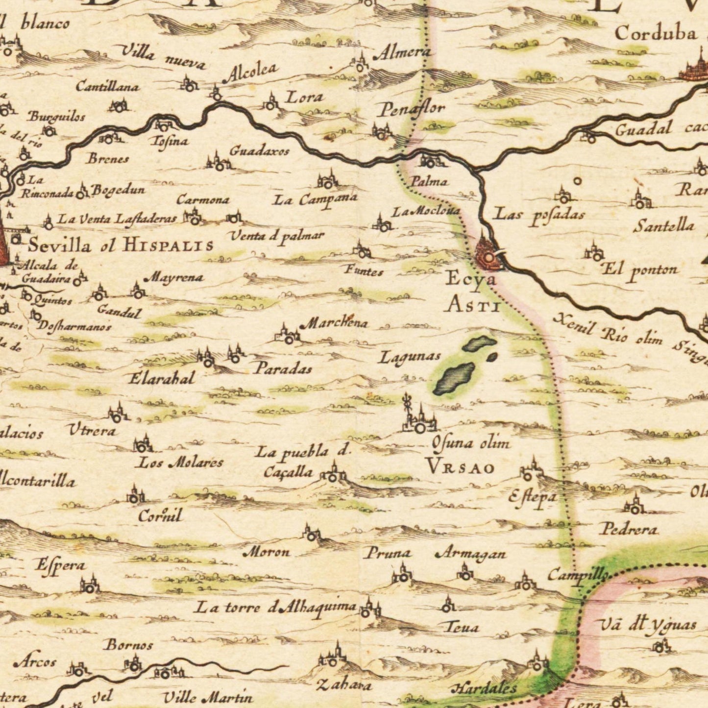 Historische Landkarte Andalusien um 1635