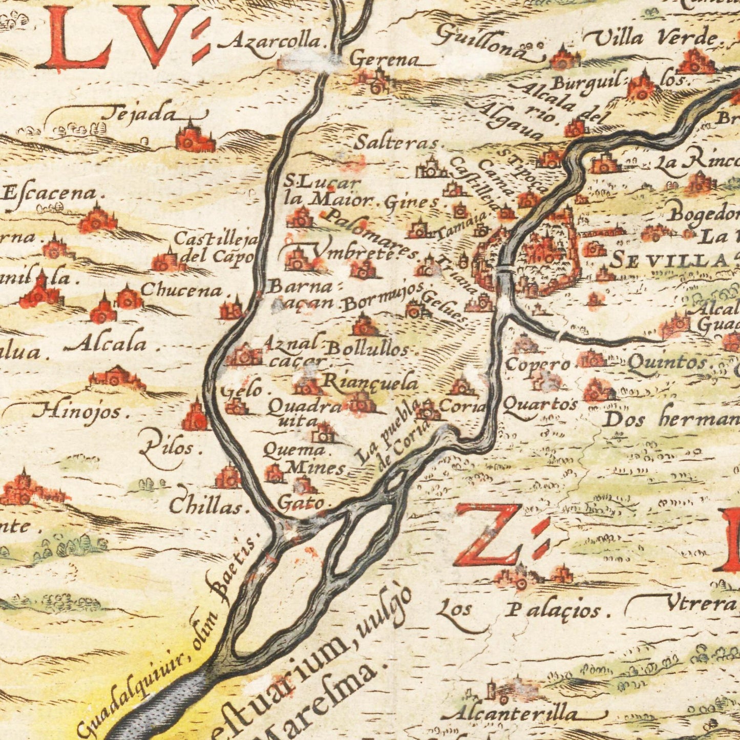 Historische Landkarte Andalusien um 1609