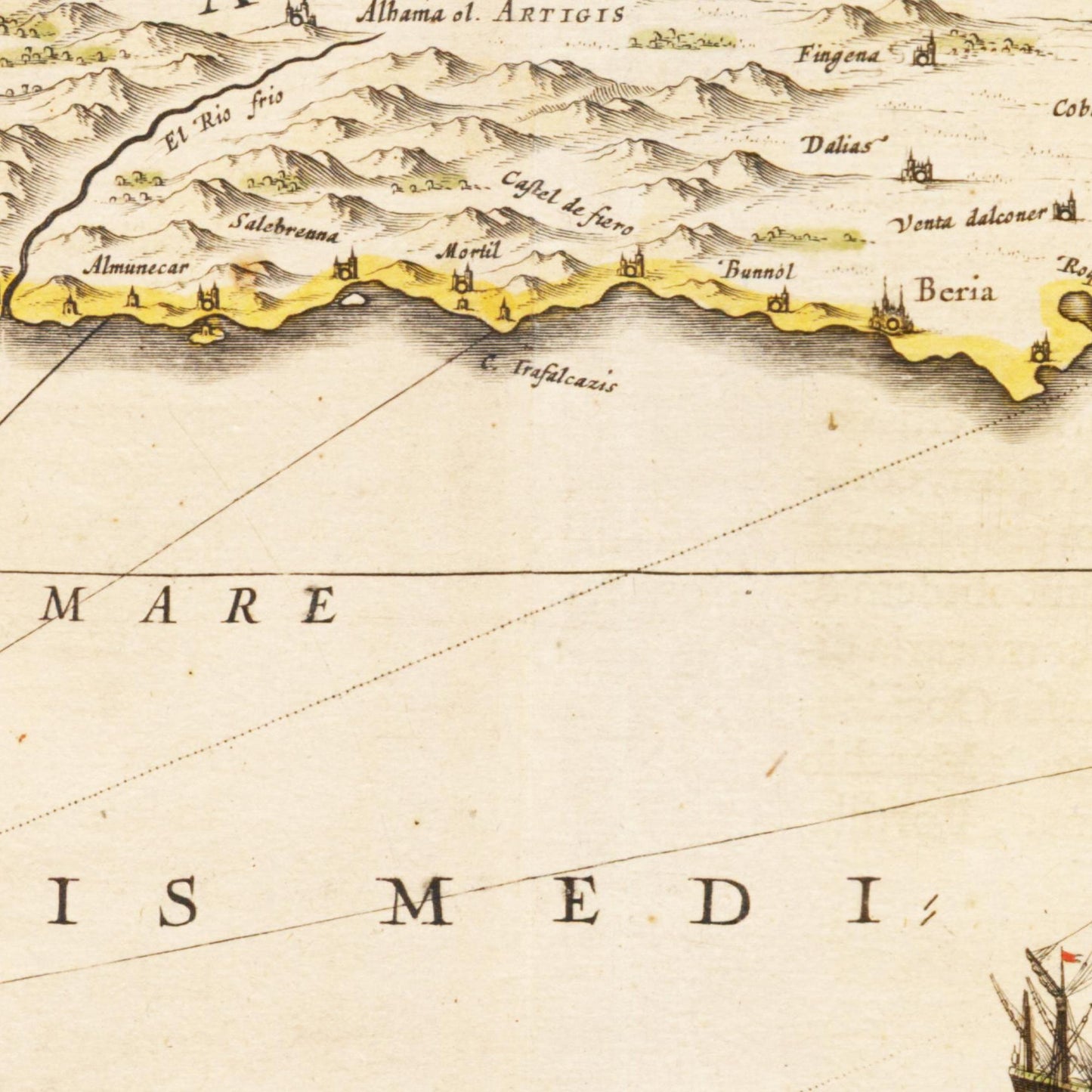 Historische Landkarte Murcia & Granada um 1635