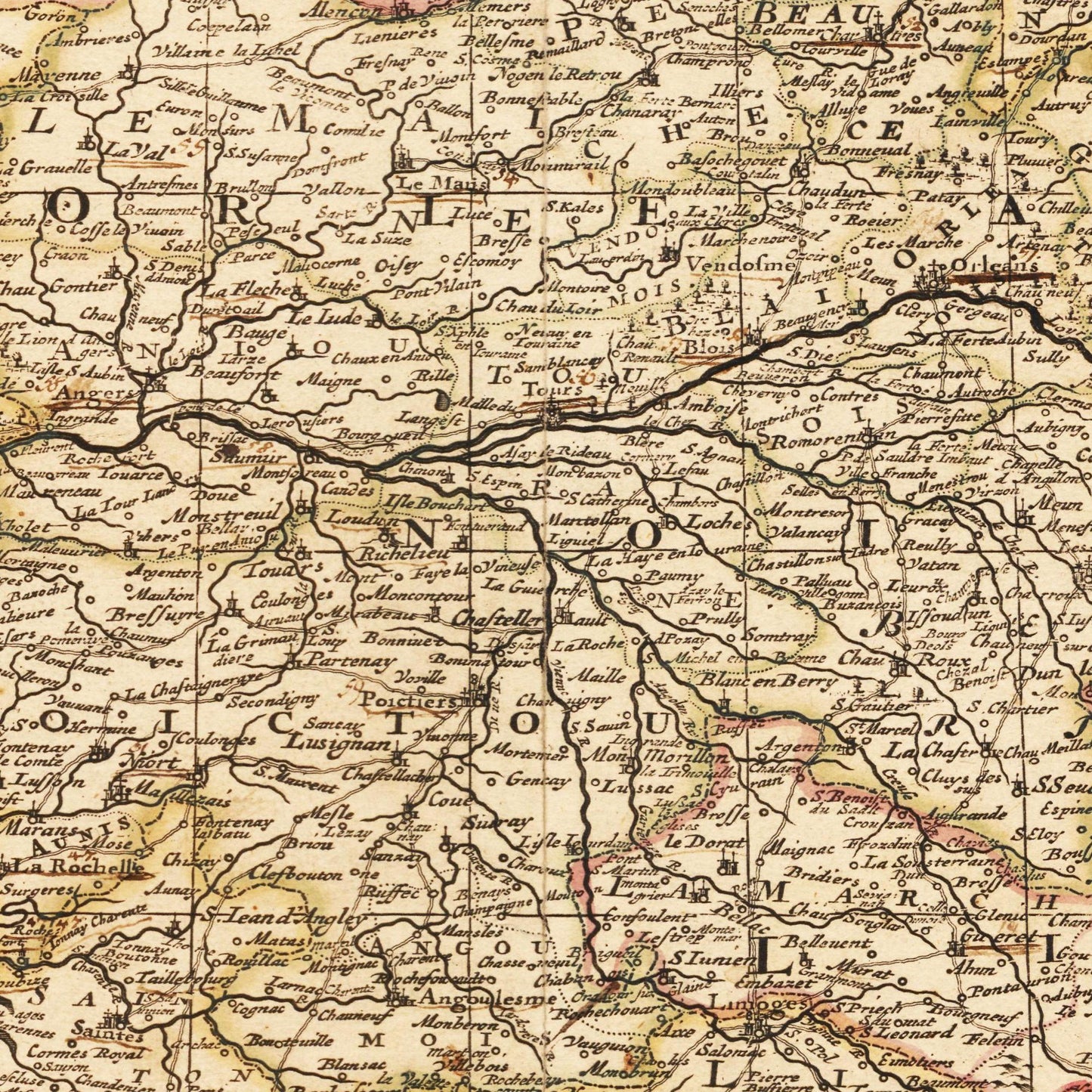 Historische Landkarte Frankreich um 1698