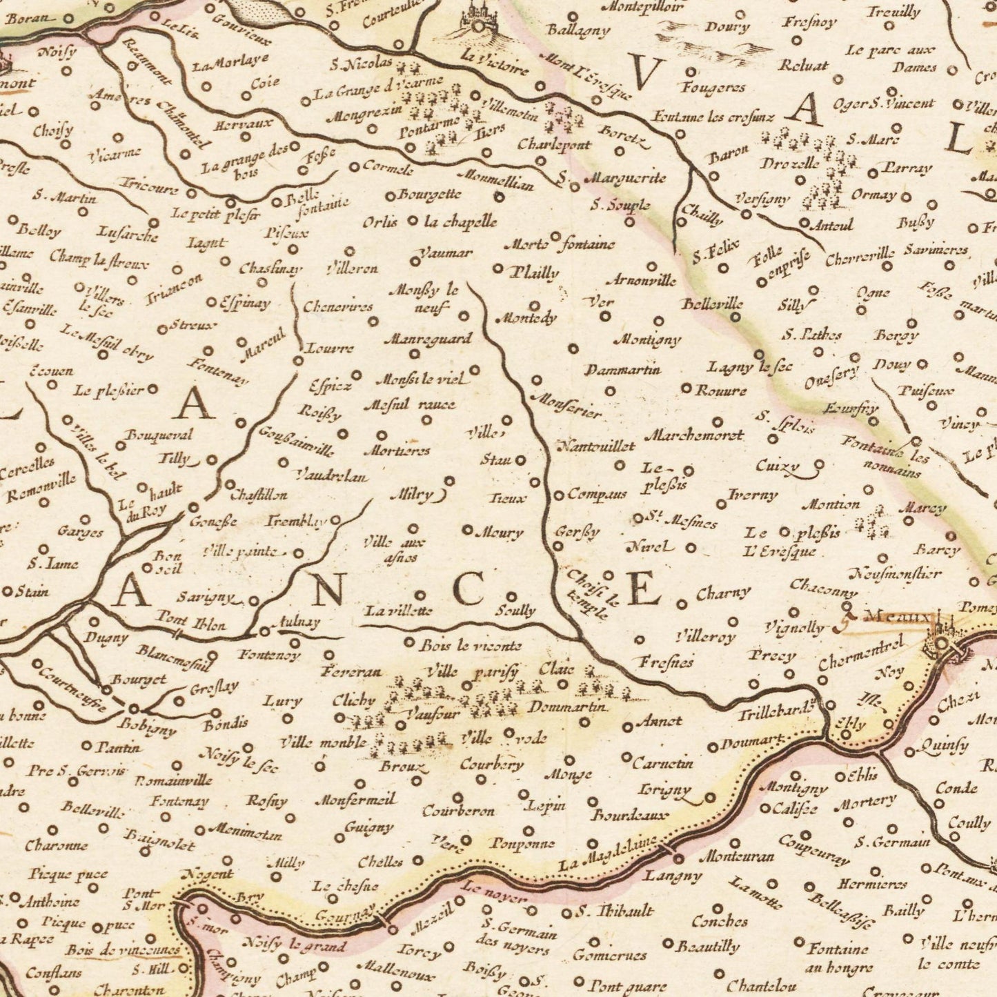 Historische Landkarte Île-de-France um 1698