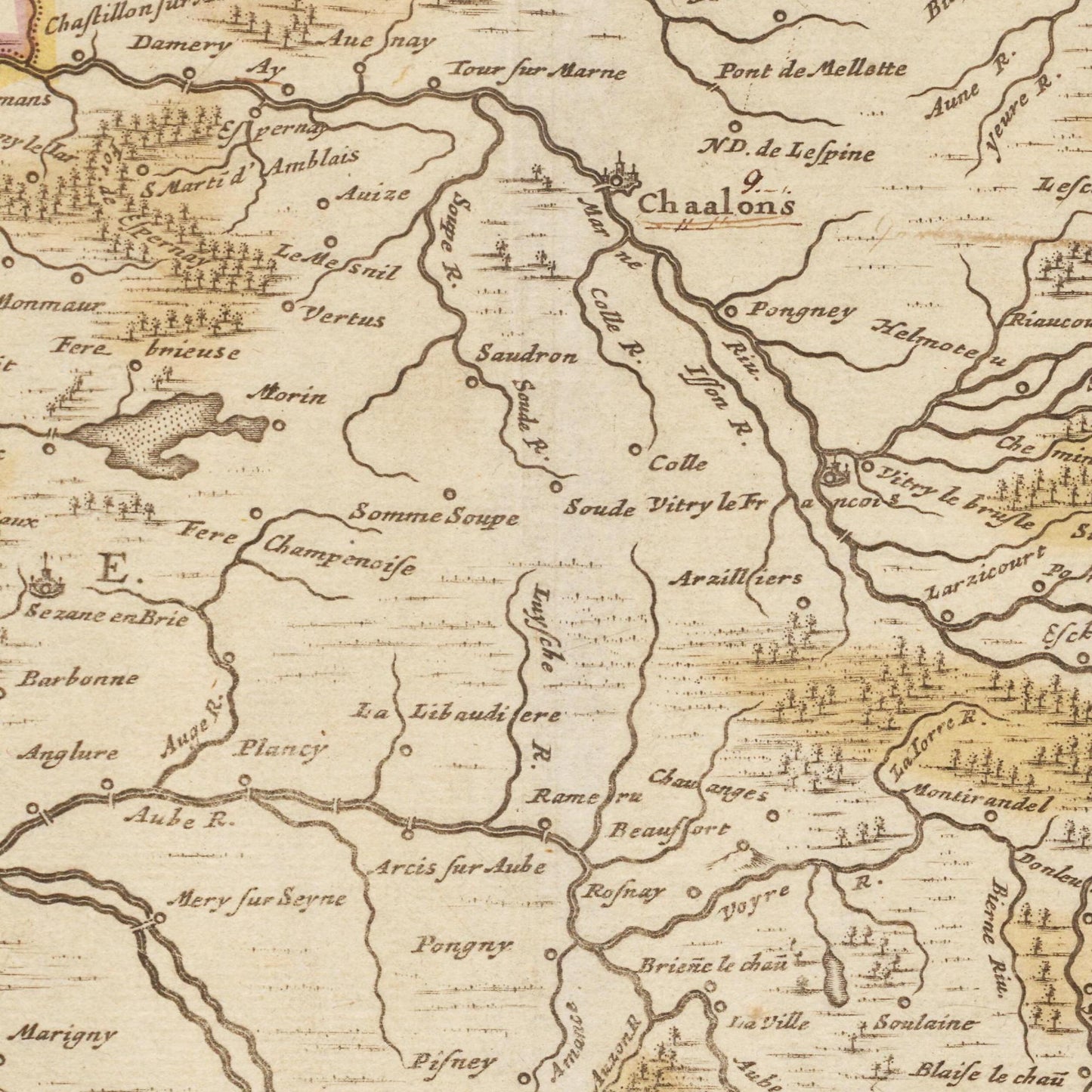 Historische Landkarte Champagne um 1698