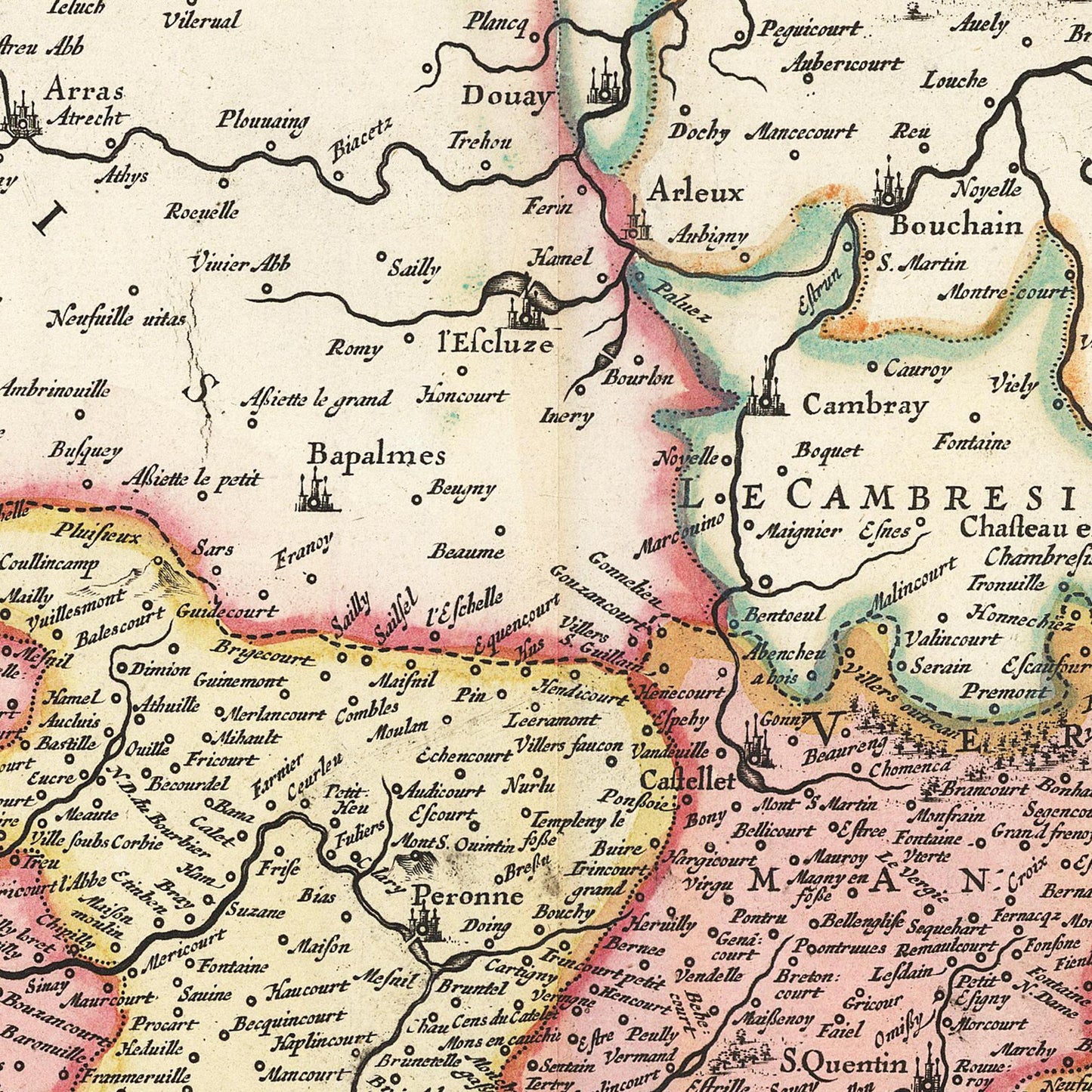 Historische Landkarte Picardie um 1650