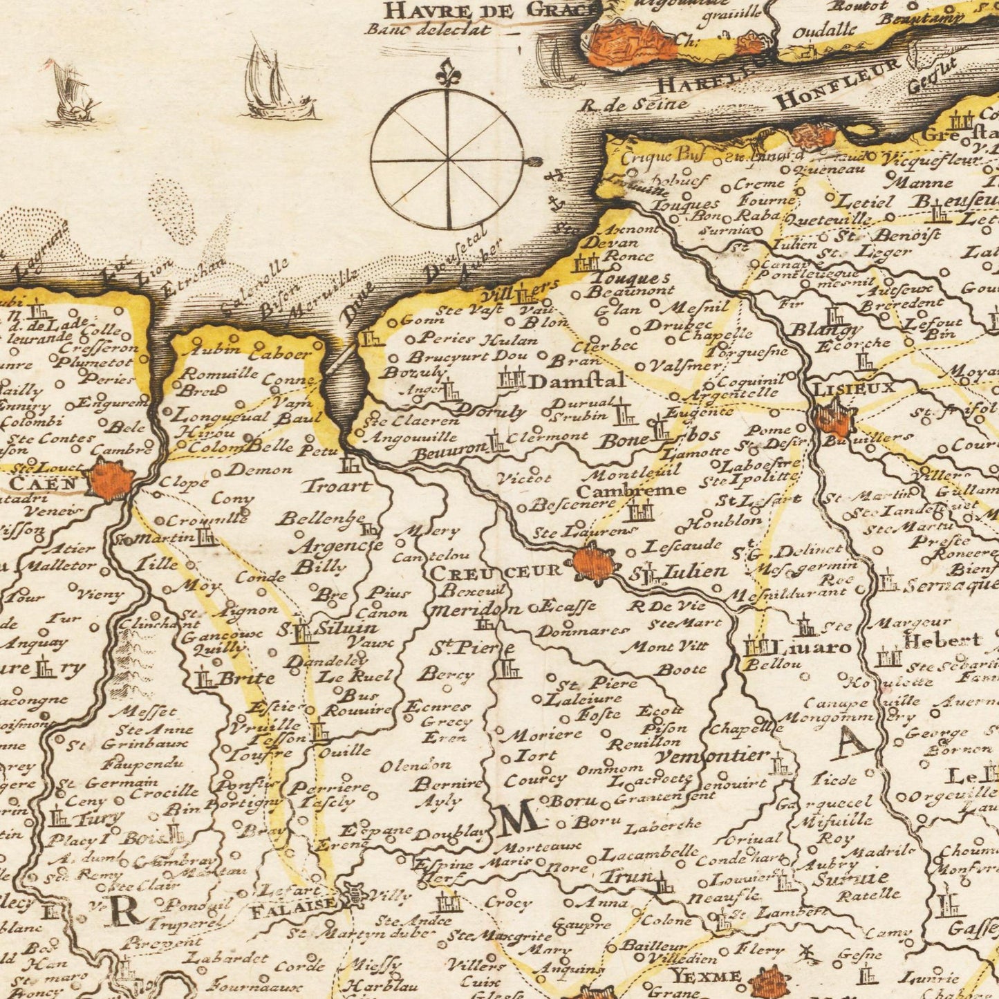 Historische Landkarte Normandie um 1698