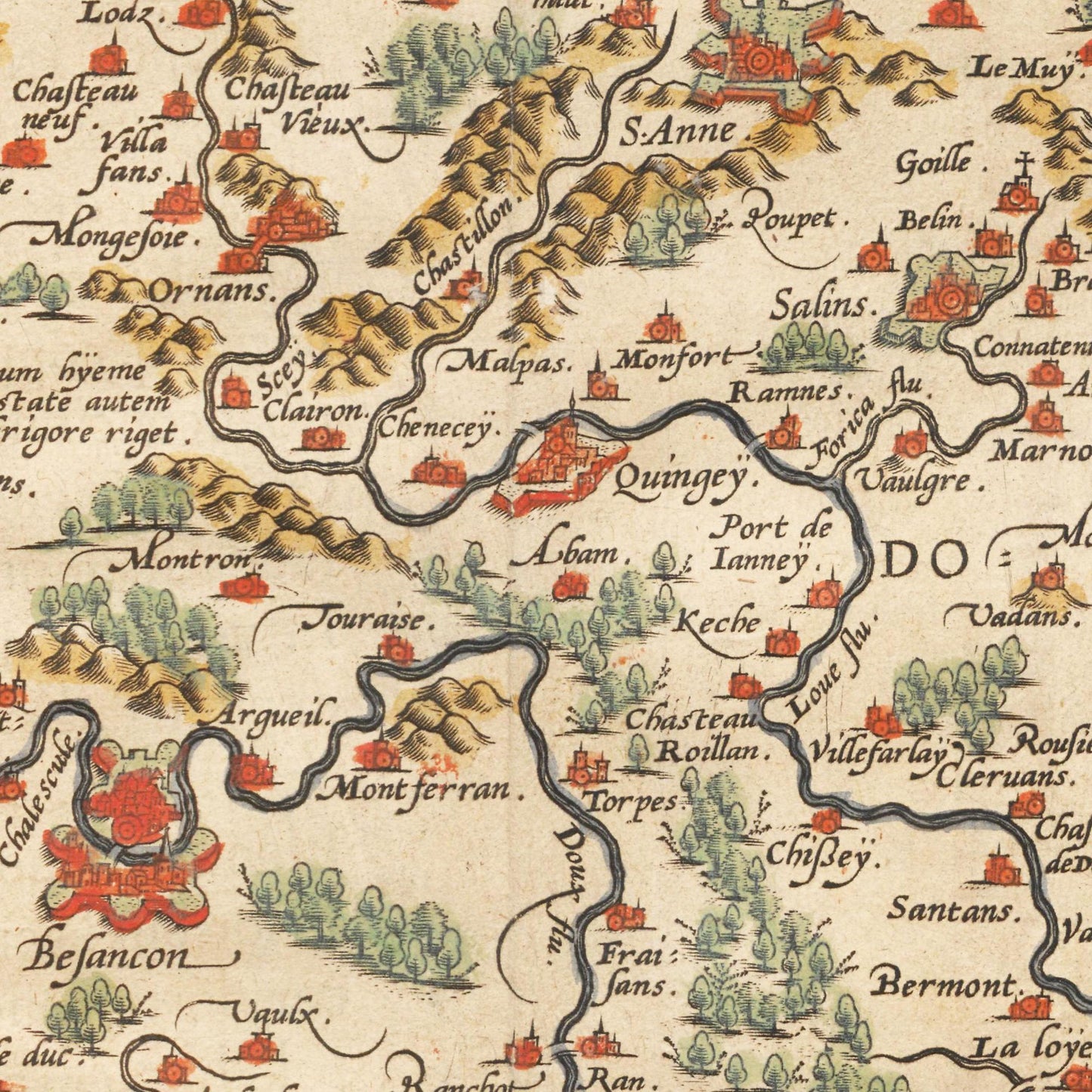 Historische Landkarte Burgund um 1609