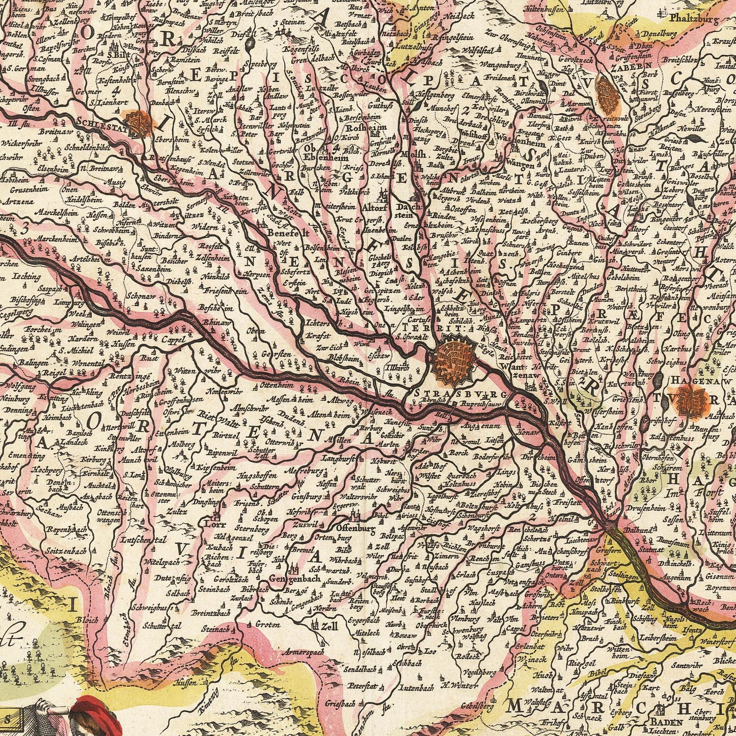 Historische Landkarte Elsass um 1647