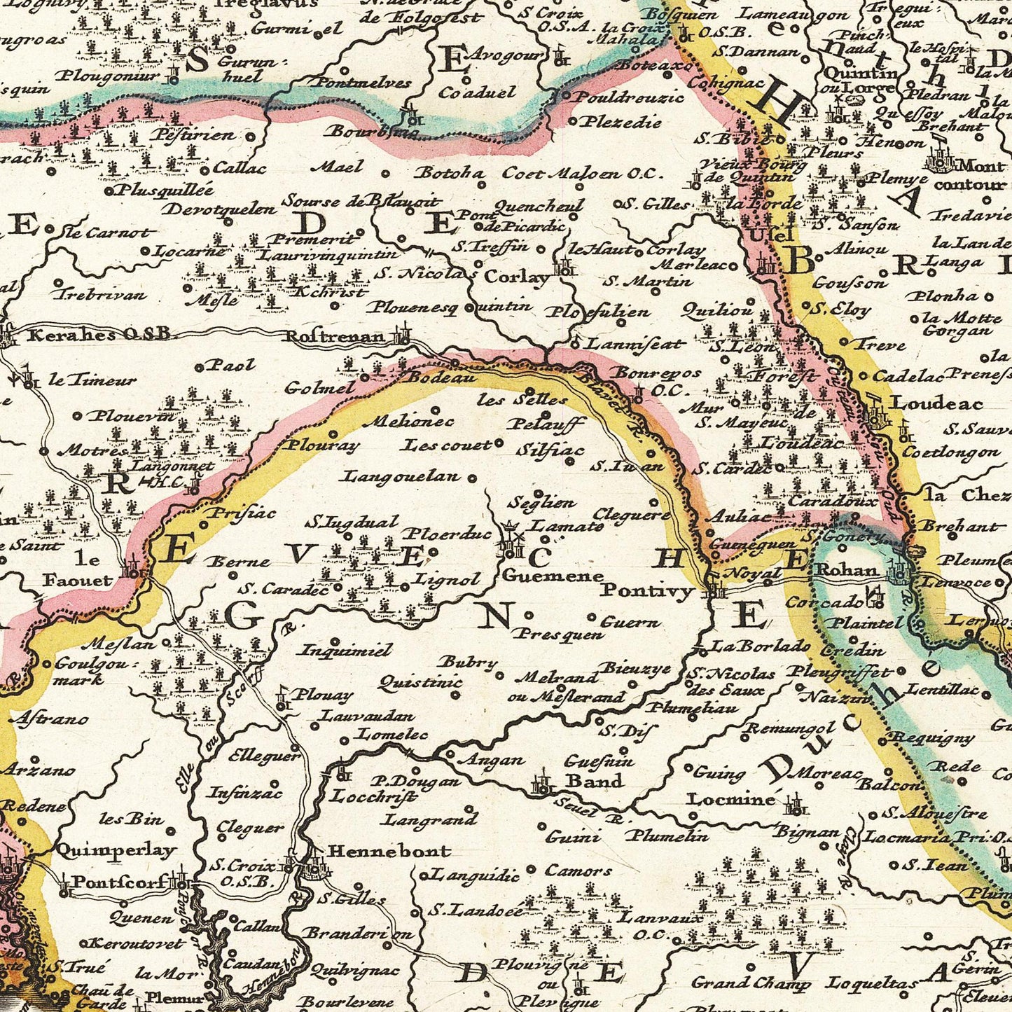 Historische Landkarte Bretagne um 1698