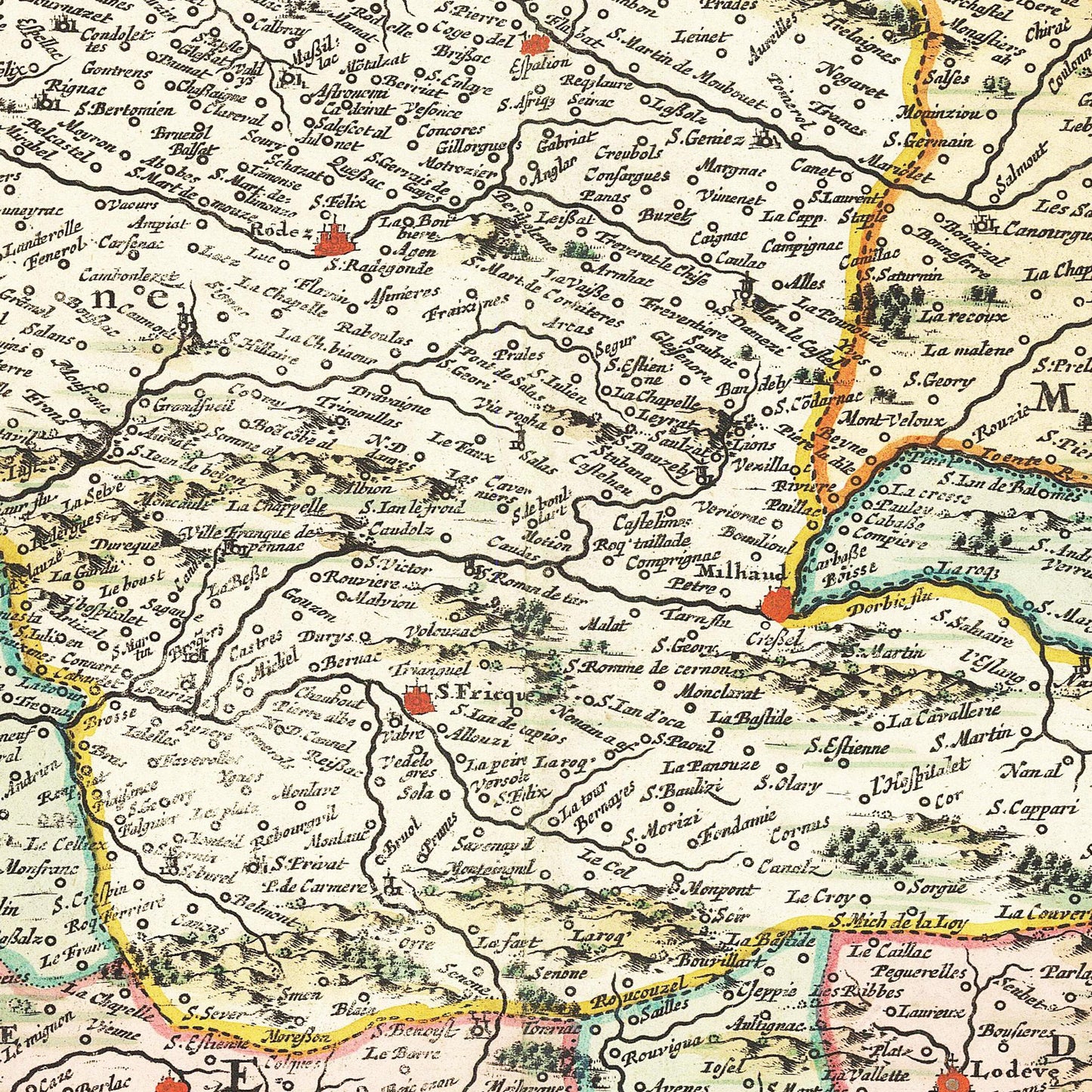 Historische Landkarte Languedoc um 1721