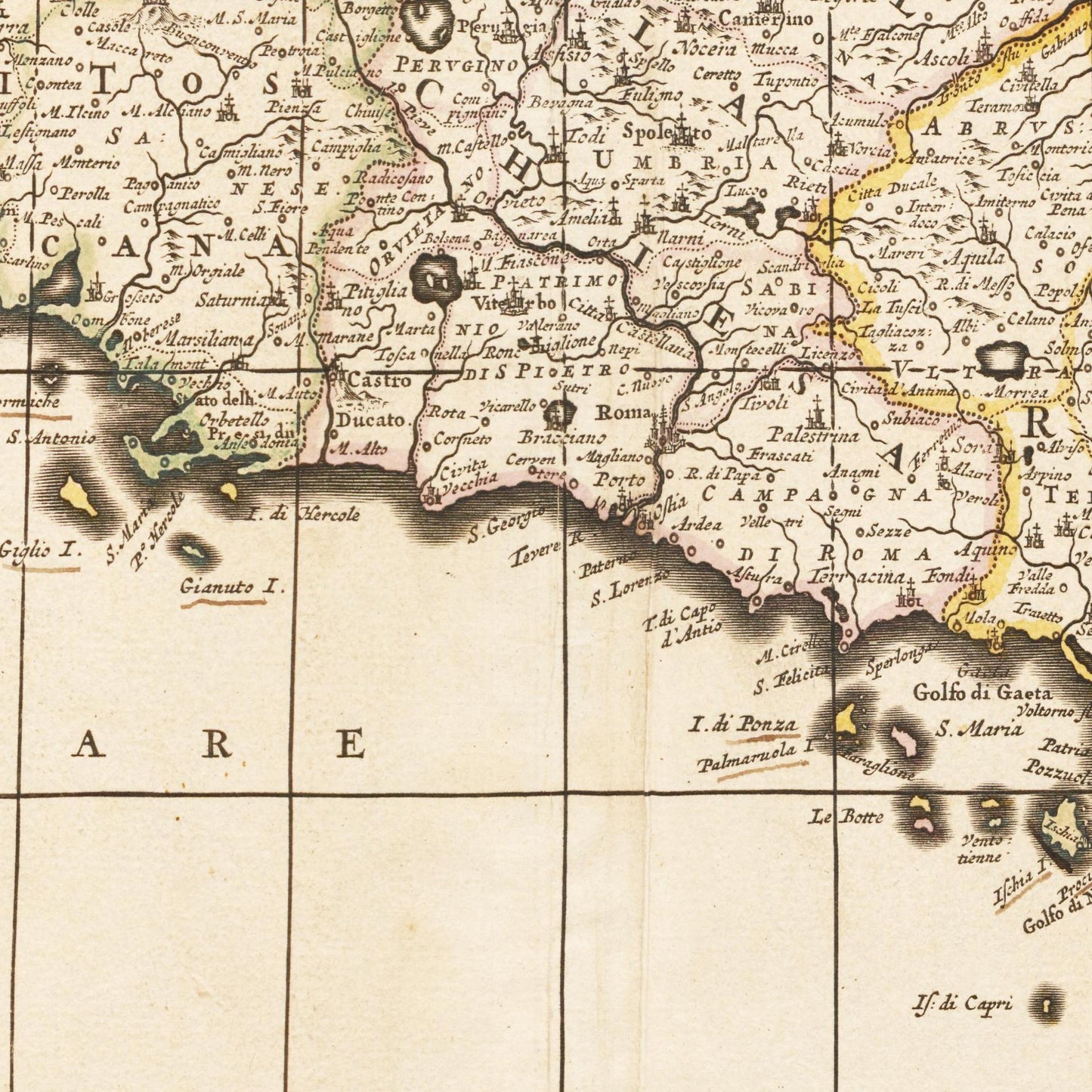 Historische Landkarte Italien um 1698
