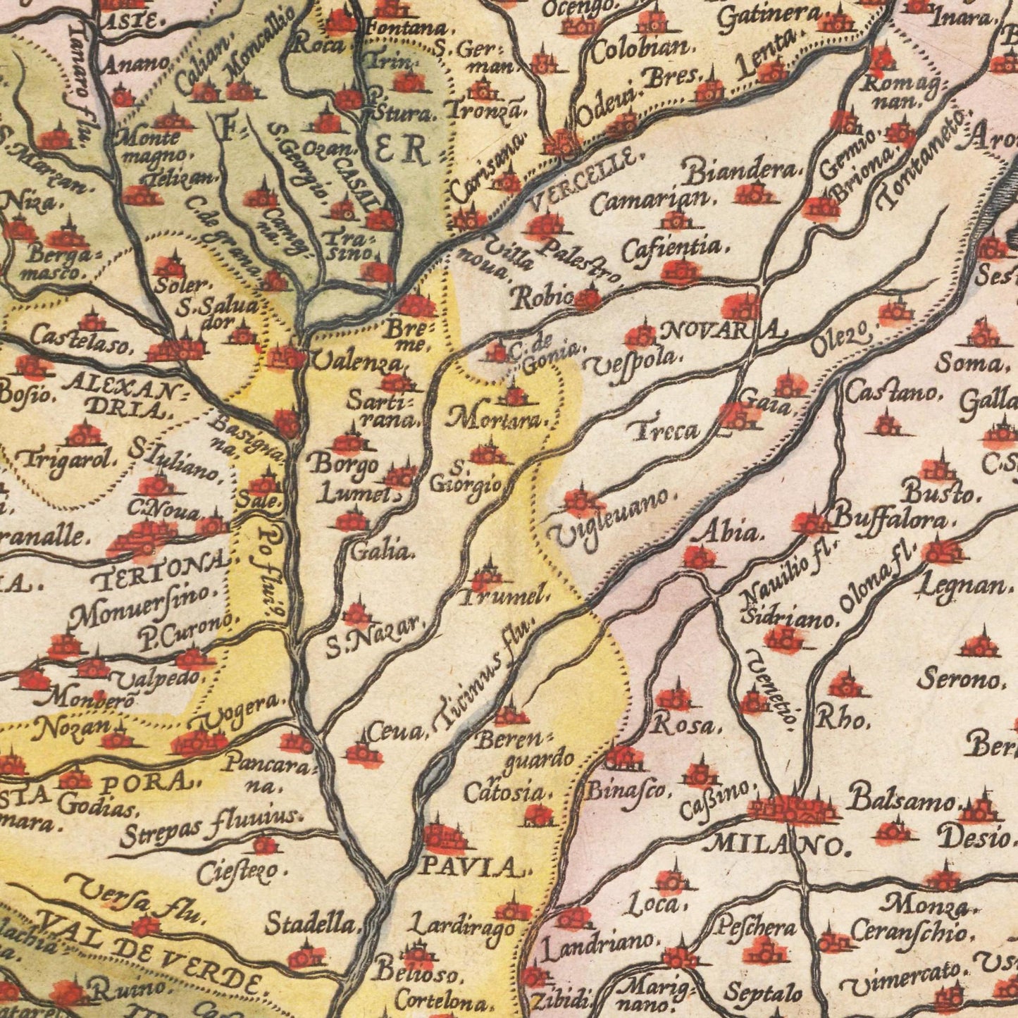 Historische Landkarte Lombardei um 1609