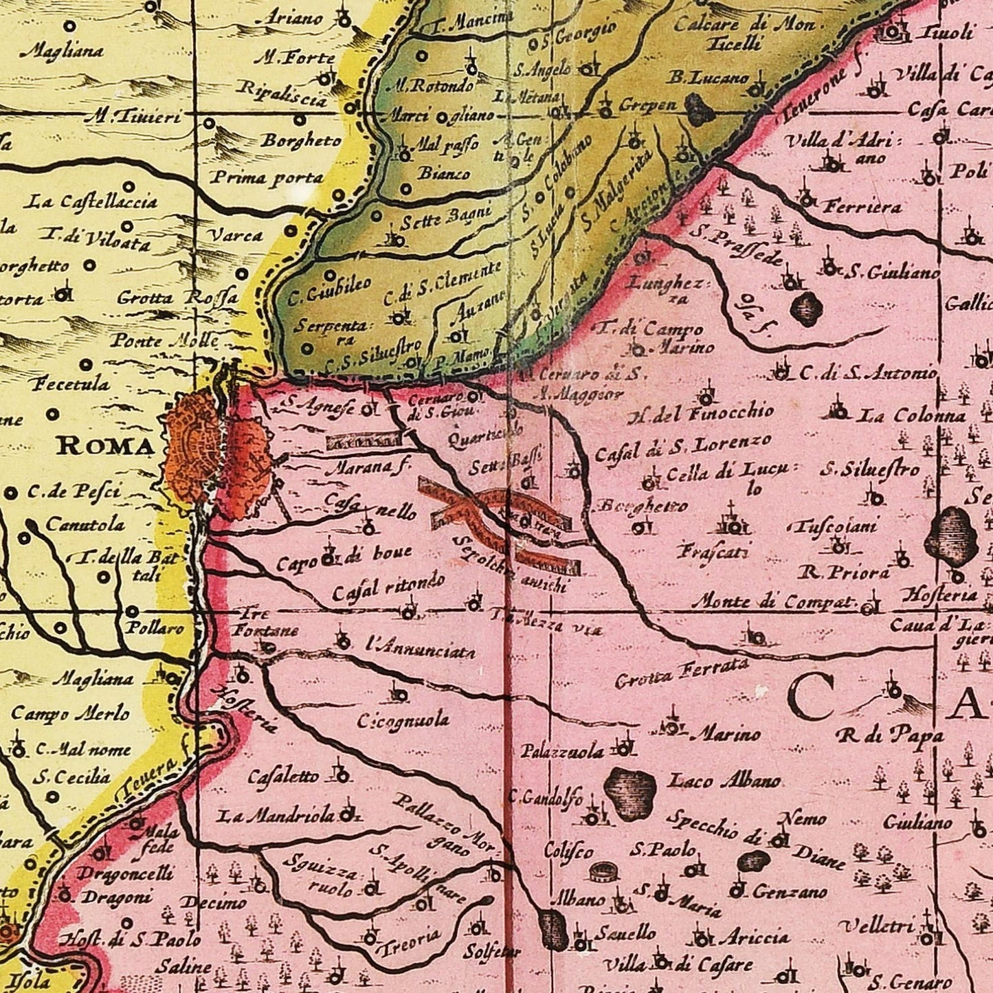 Historische Landkarte Latium um 1700