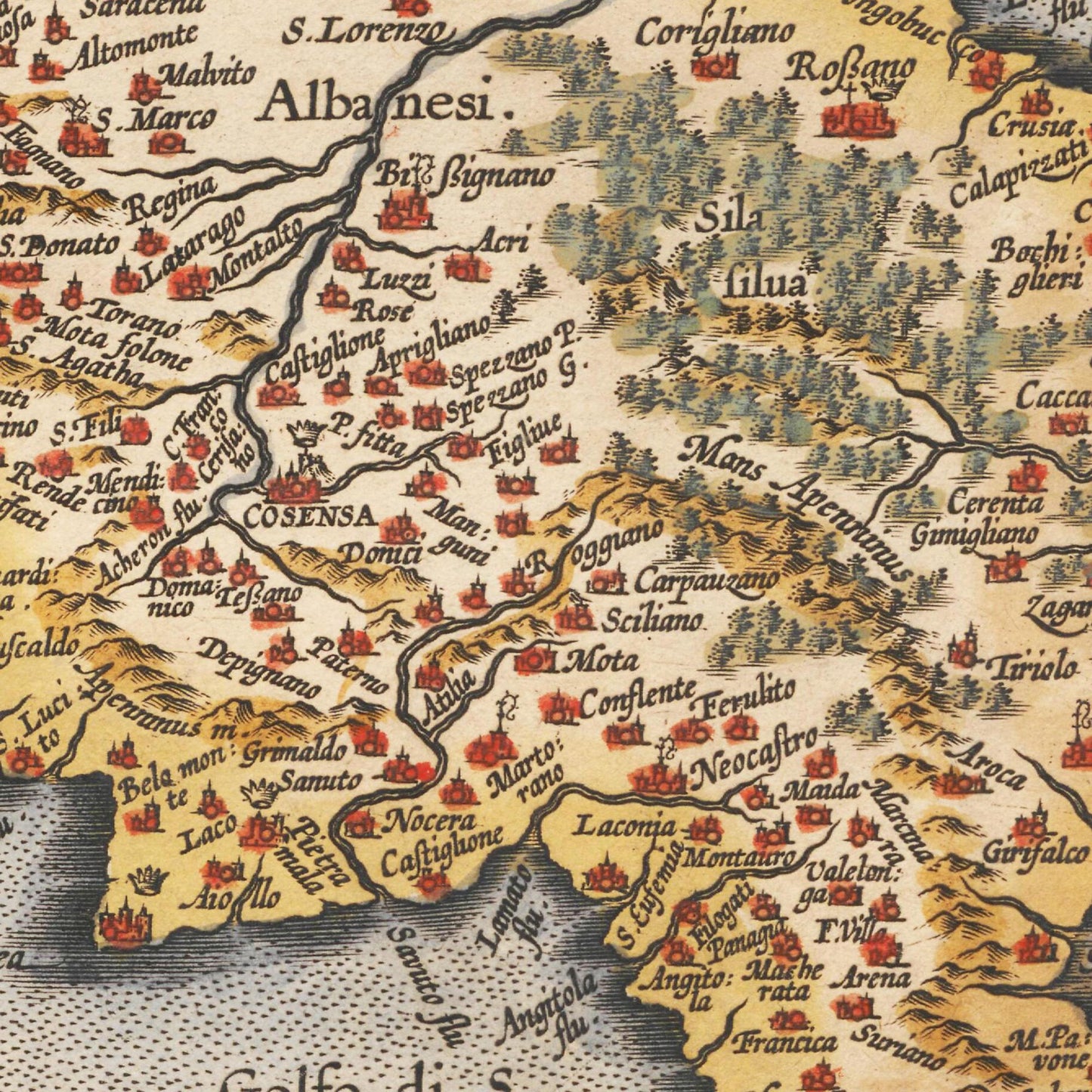 Historische Landkarte Kalabrien um 1609