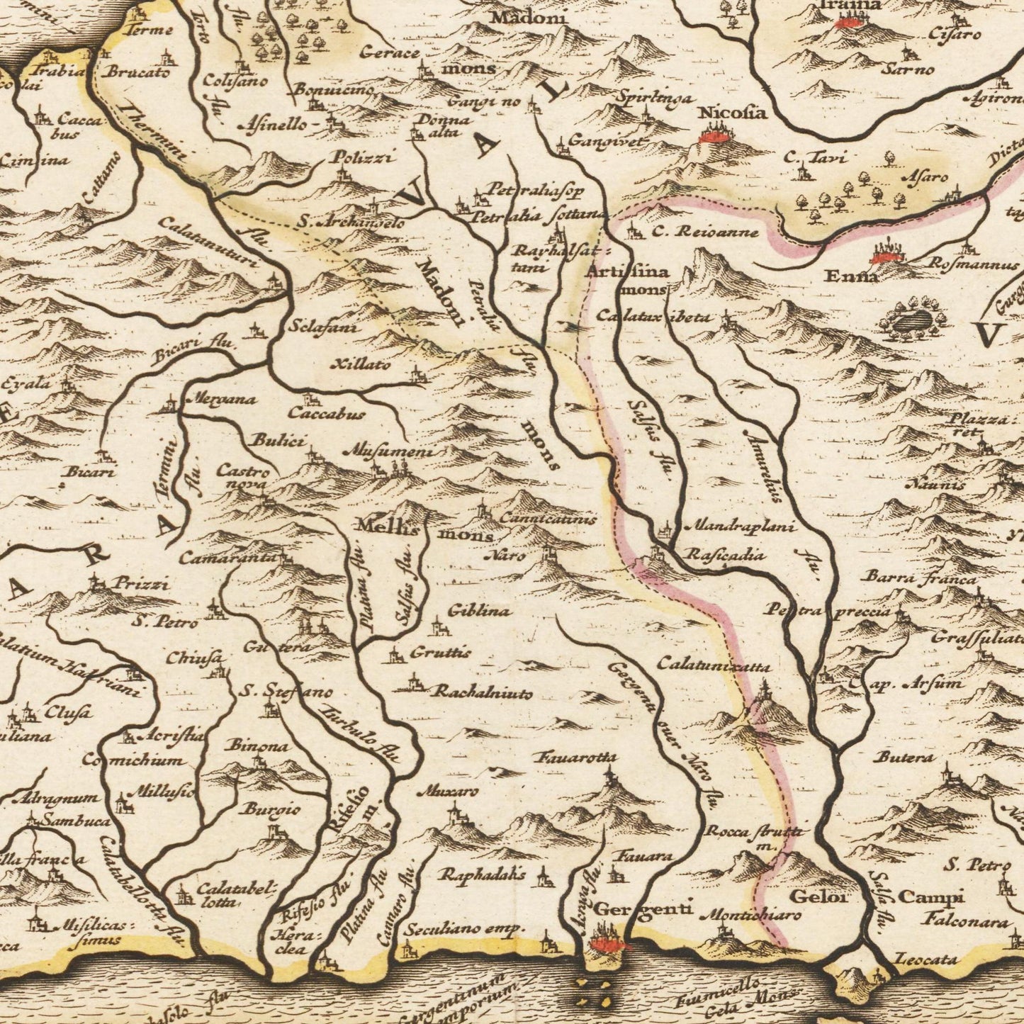 Historische Landkarte Sizilien um 1698