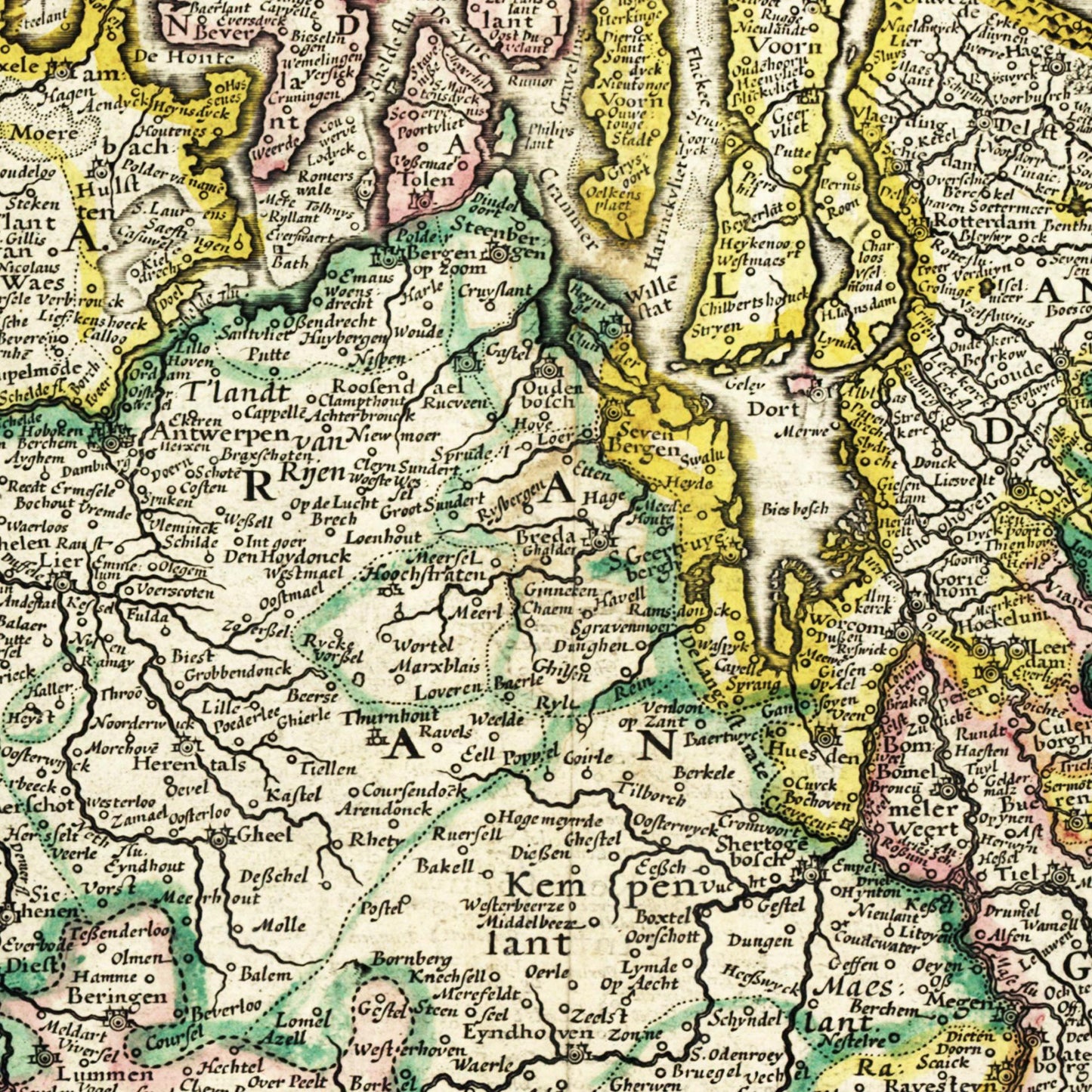 Historische Landkarte Niederlande um 1647