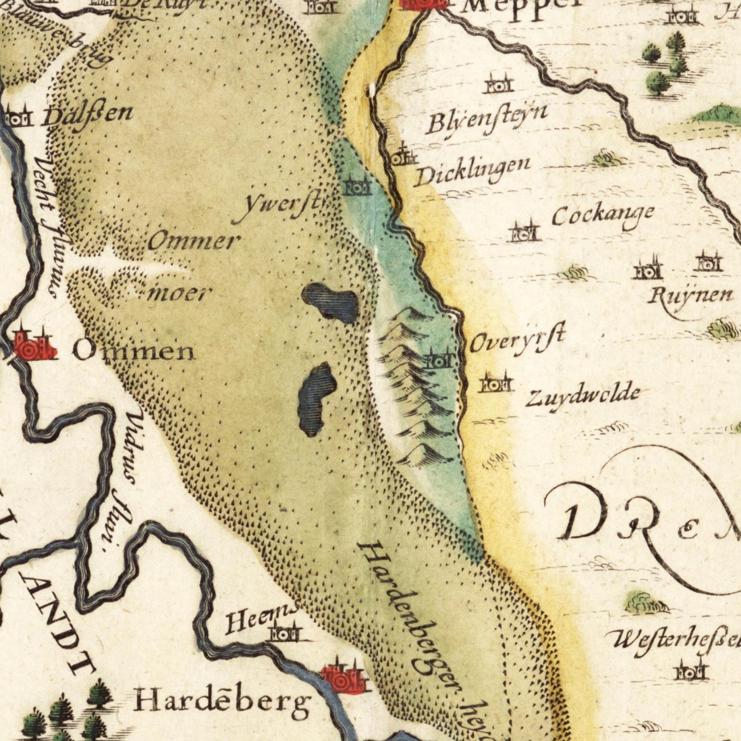 Historische Landkarte Provinz Overijssel um 1617