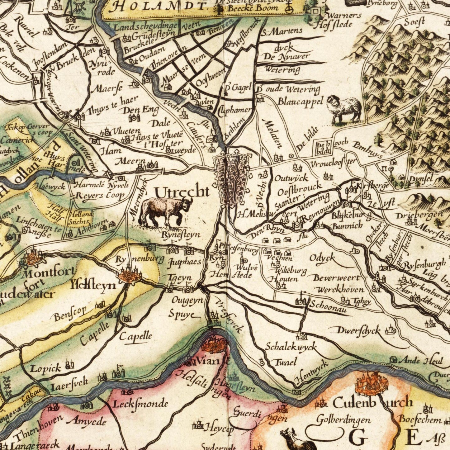 Historische Landkarte Provinz Utrecht um 1617