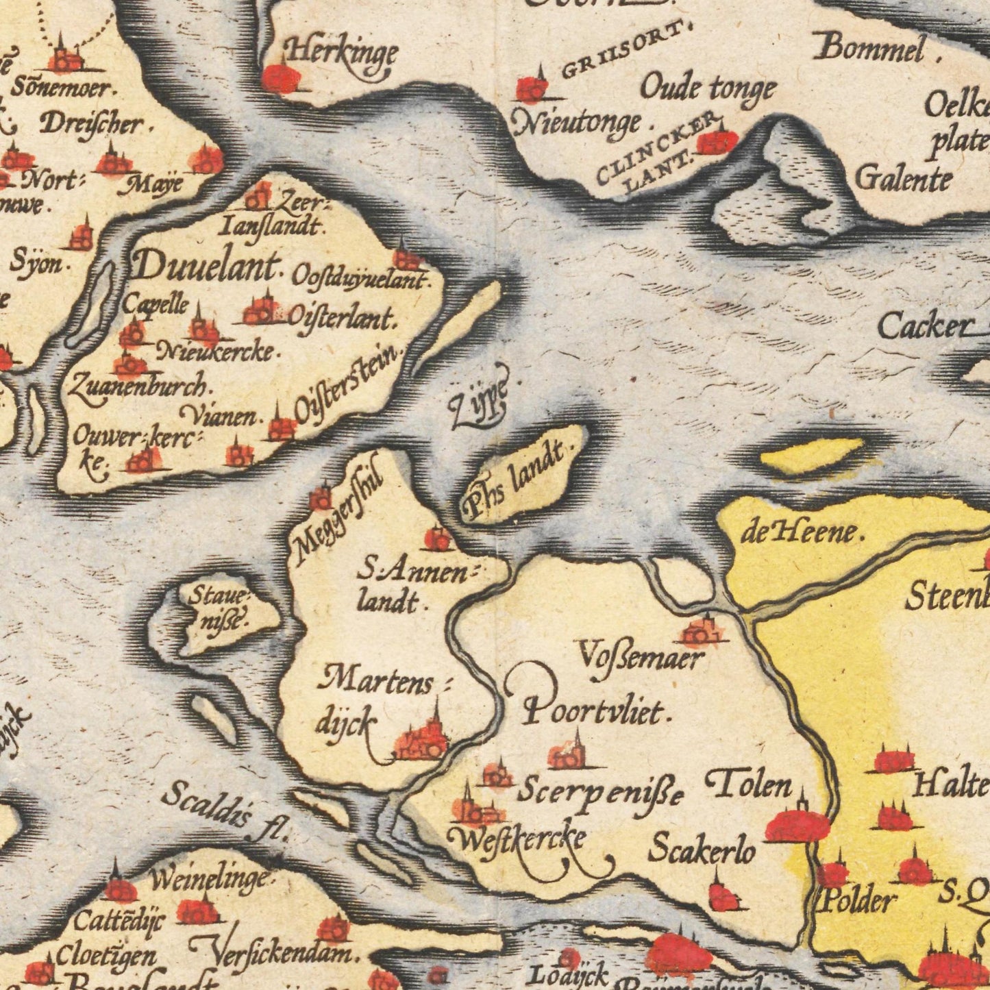 Historische Landkarte Provinz Zeeland um 1609