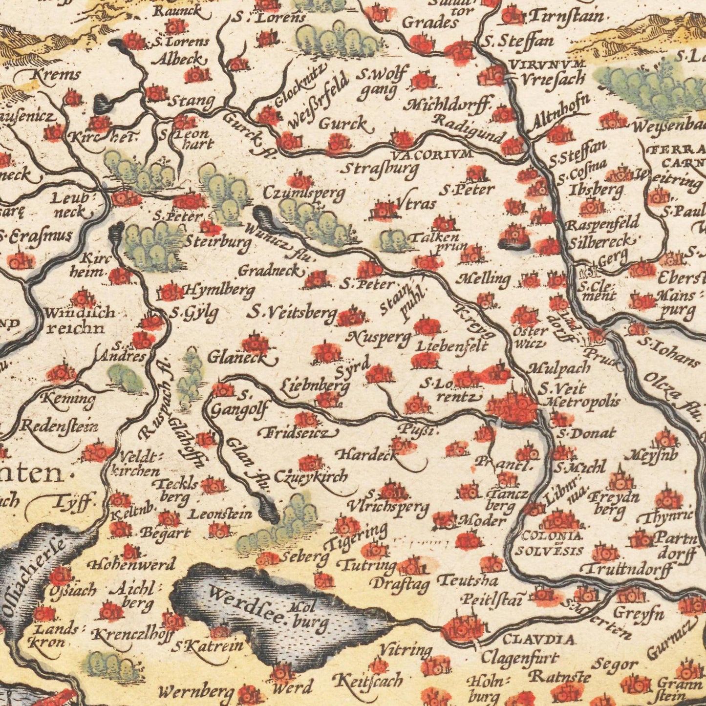 Historische Landkarte Kärnten um 1609