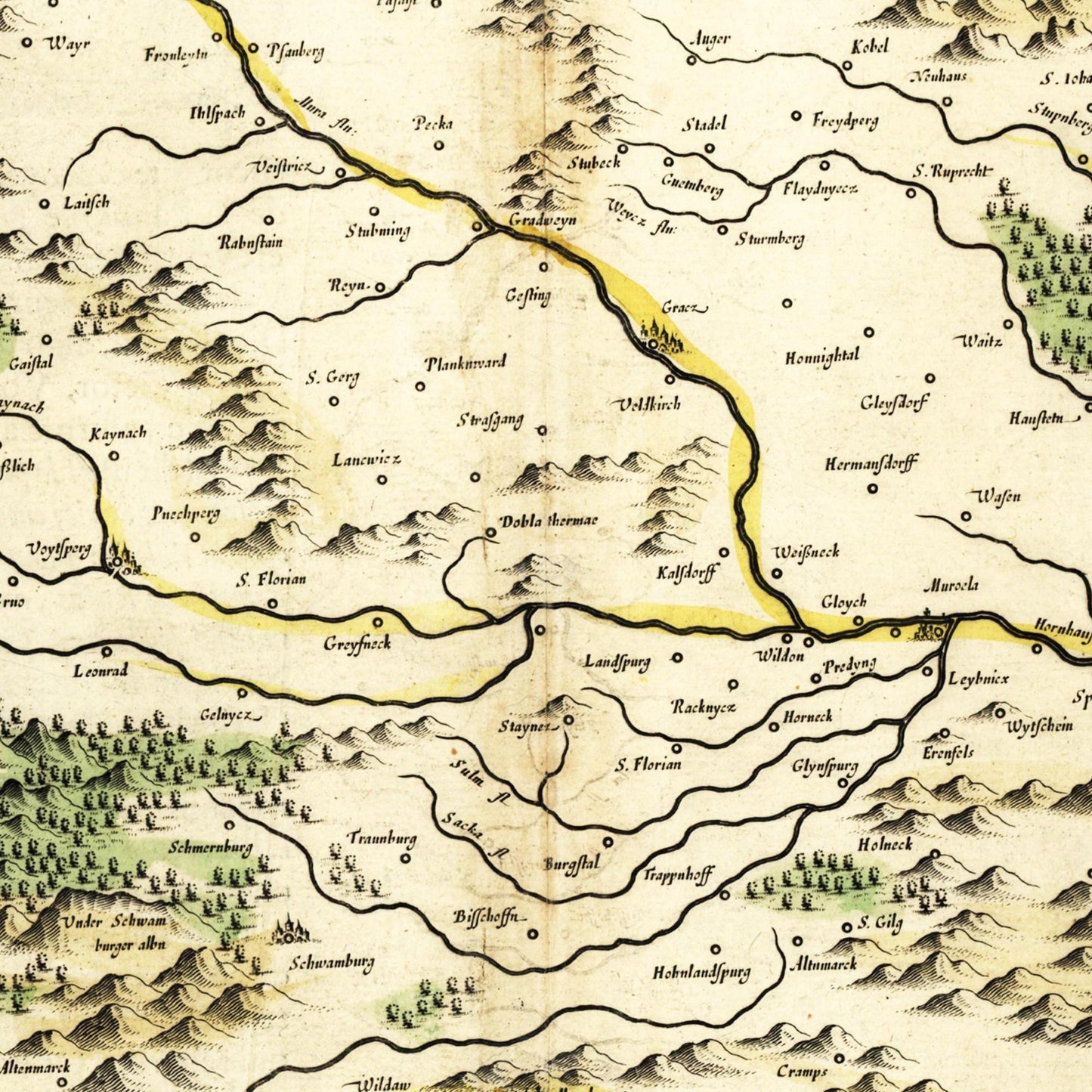 Historische Landkarte Steiermark um 1647
