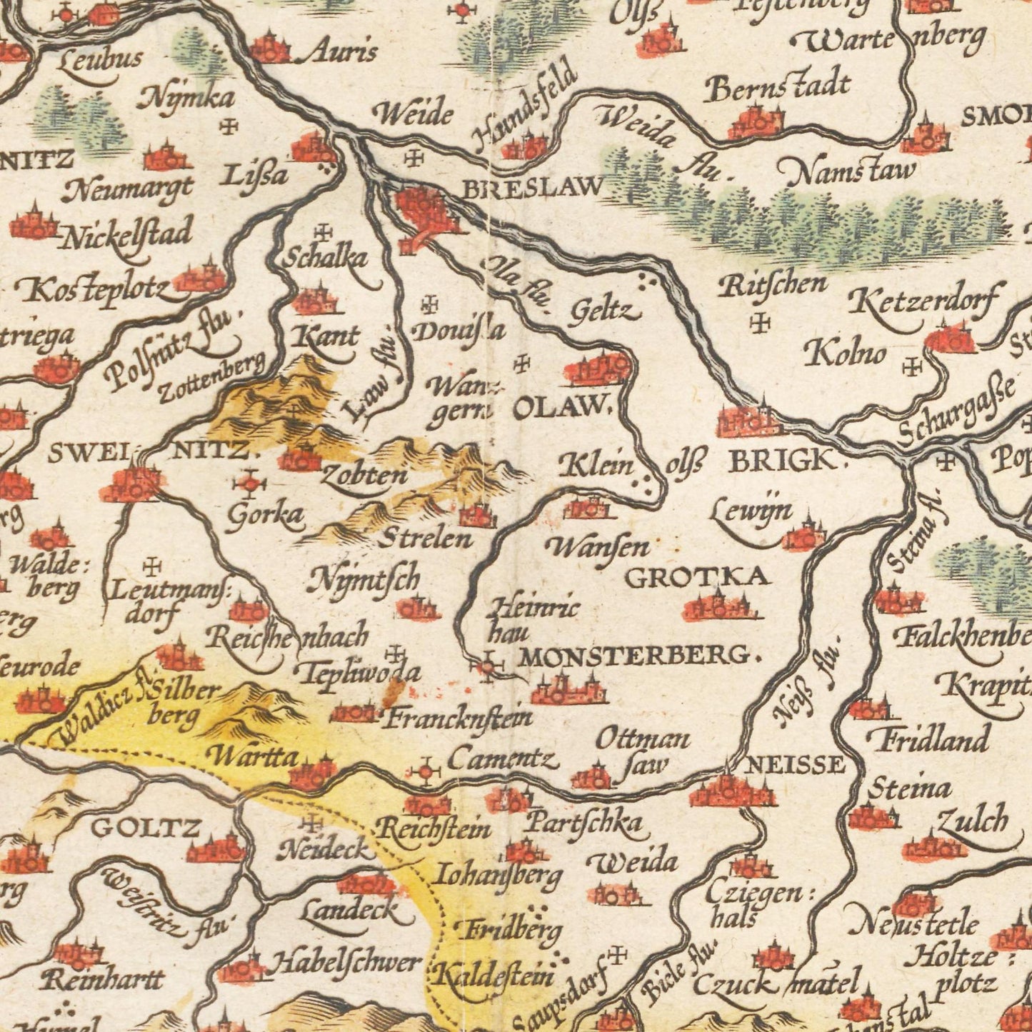 Historische Landkarte Schlesien um 1609