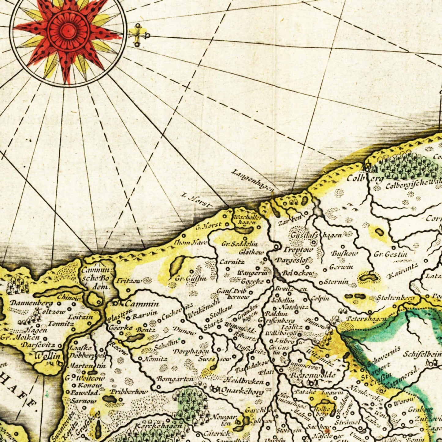 Historische Landkarte Pommern um 1647