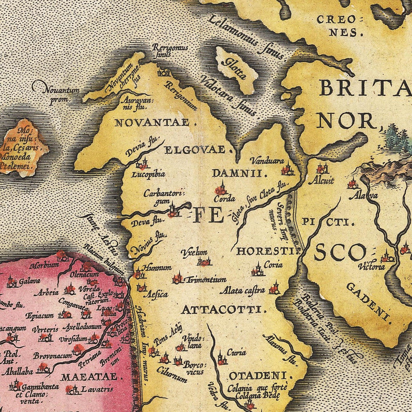 Historische Landkarte Historisches Britannien um 1595