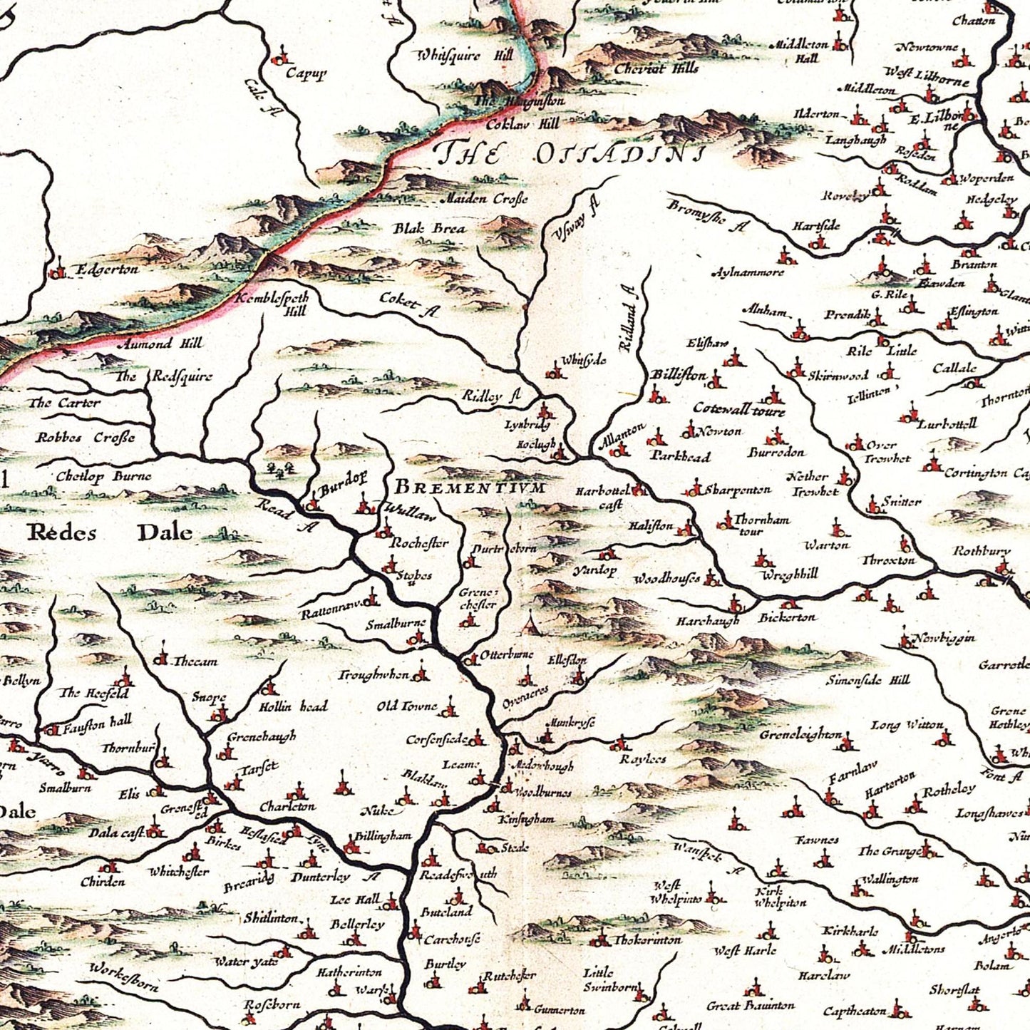 Historische Landkarte Northumberland um 1646