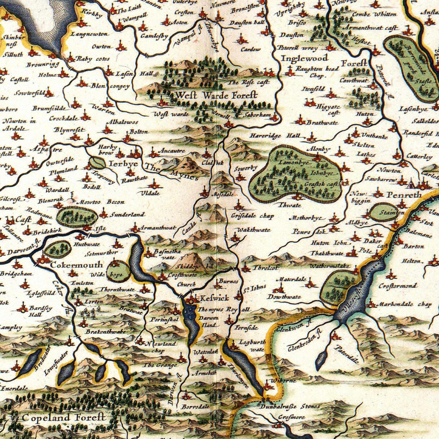 Historische Landkarte Cumbria um 1646