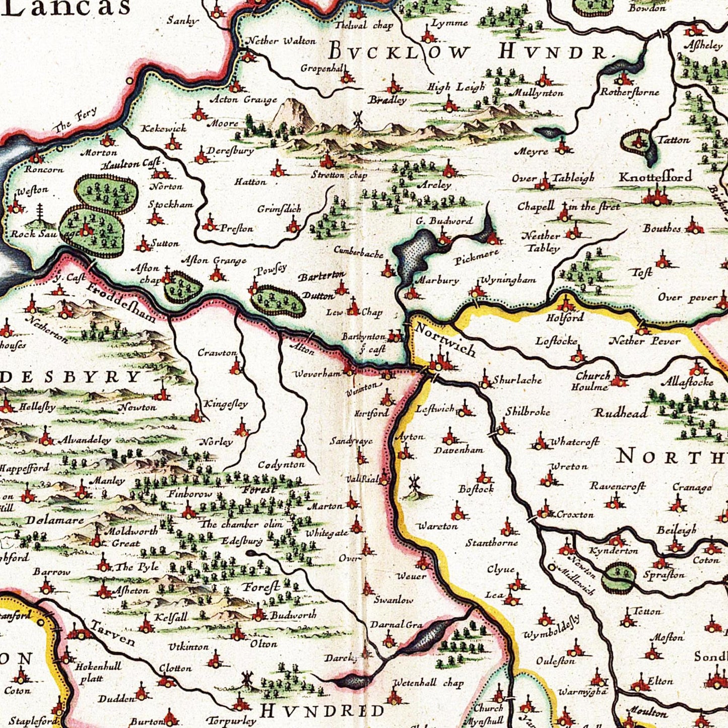 Historische Landkarte Cheshire um 1646