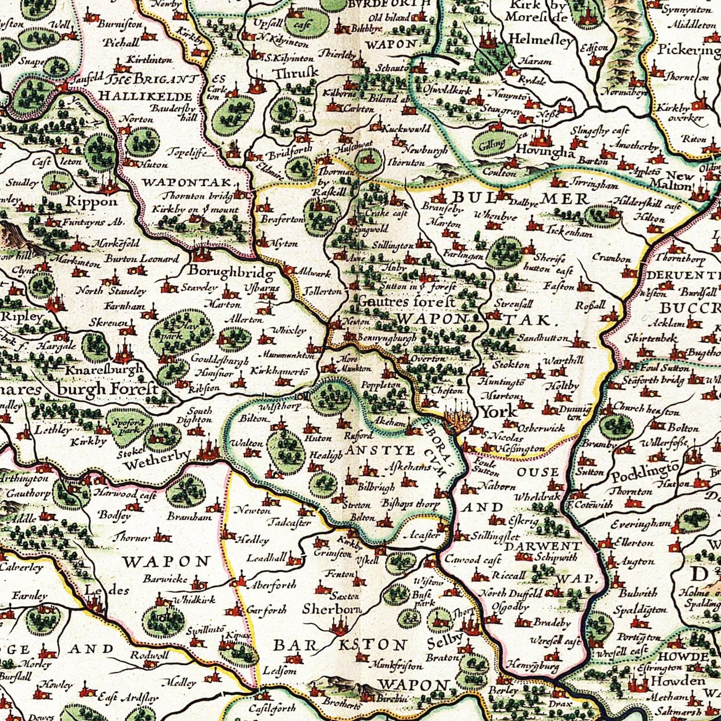 Historische Landkarte Yorkshire um 1646