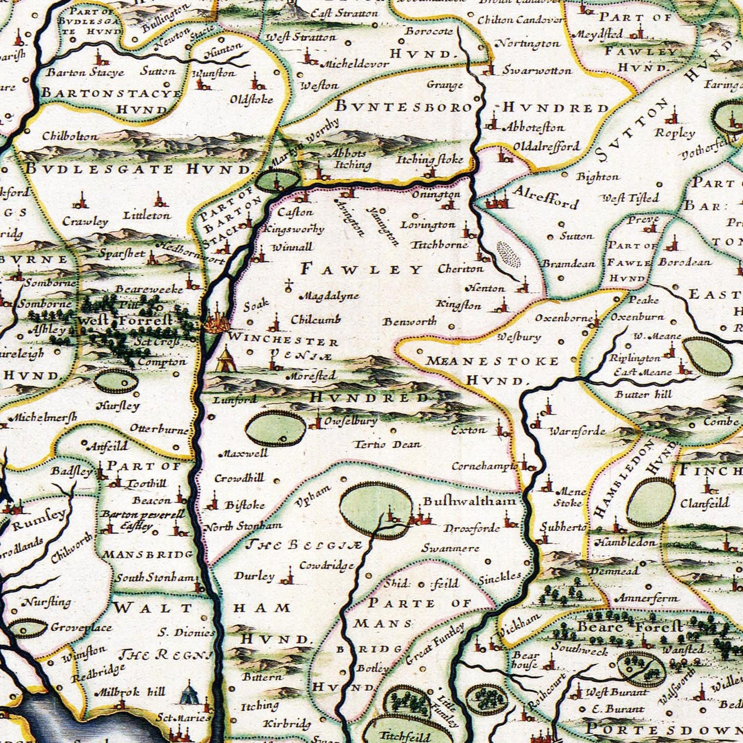 Historische Landkarte Hampshire um 1646