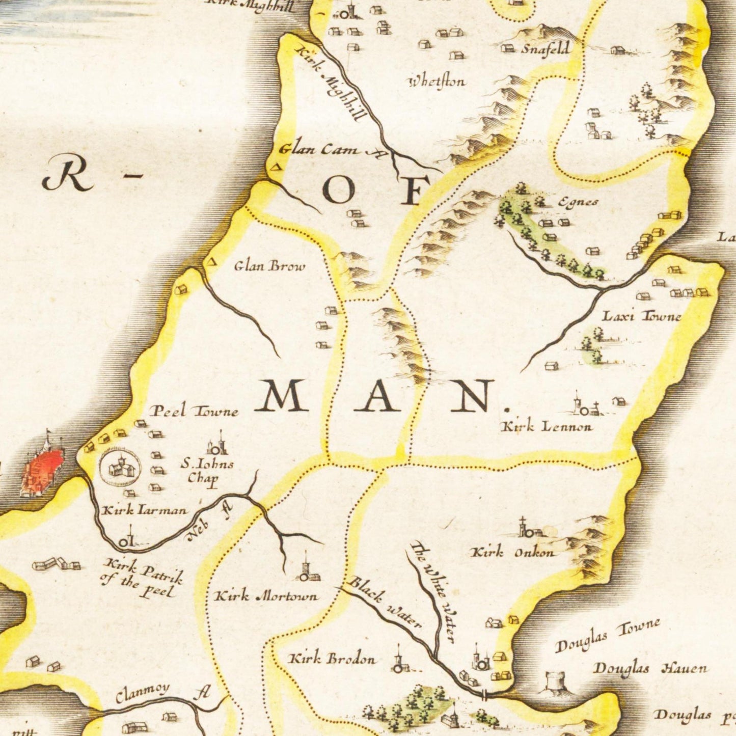 Historische Landkarte Isle of Man um 1635