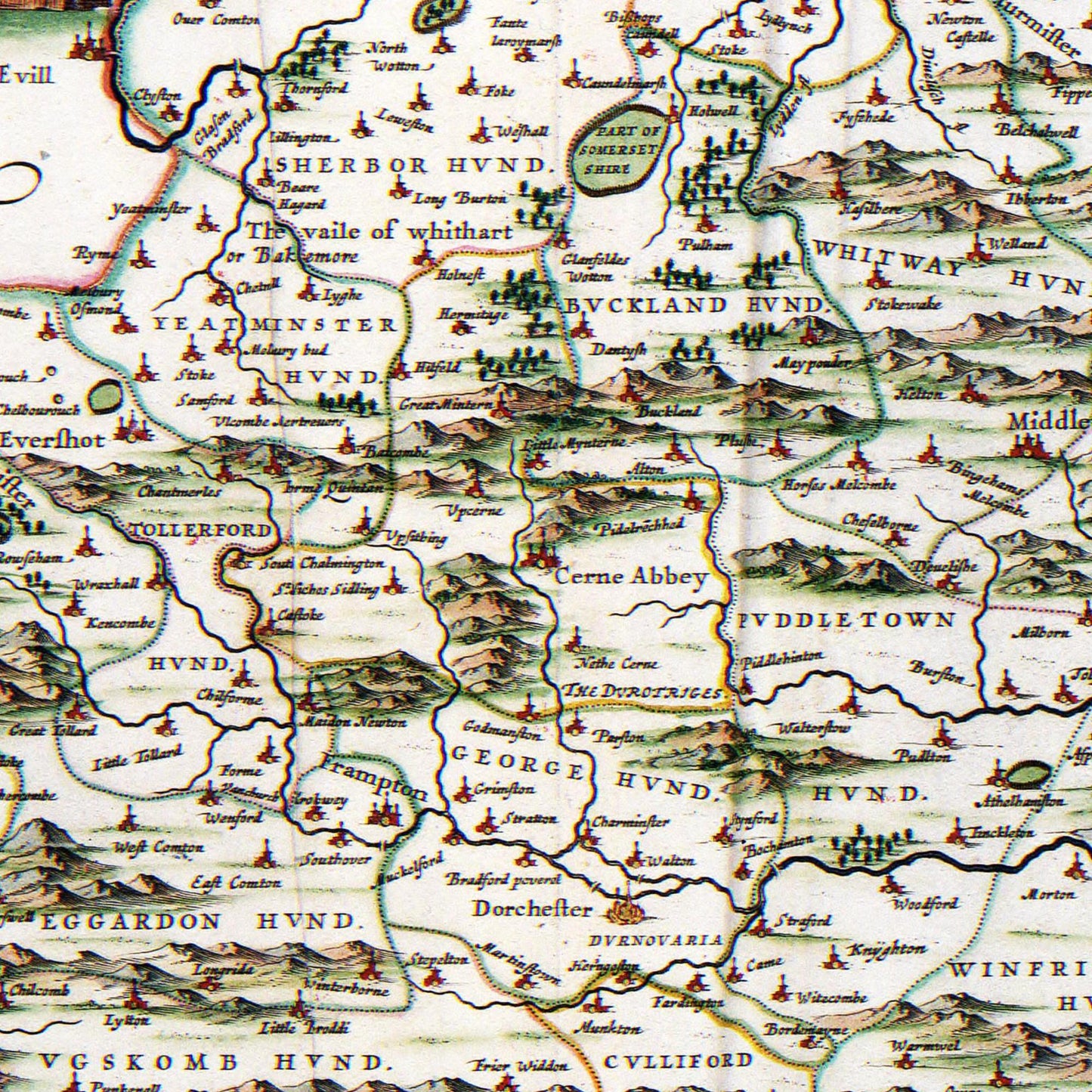 Historische Landkarte Dorset um 1646
