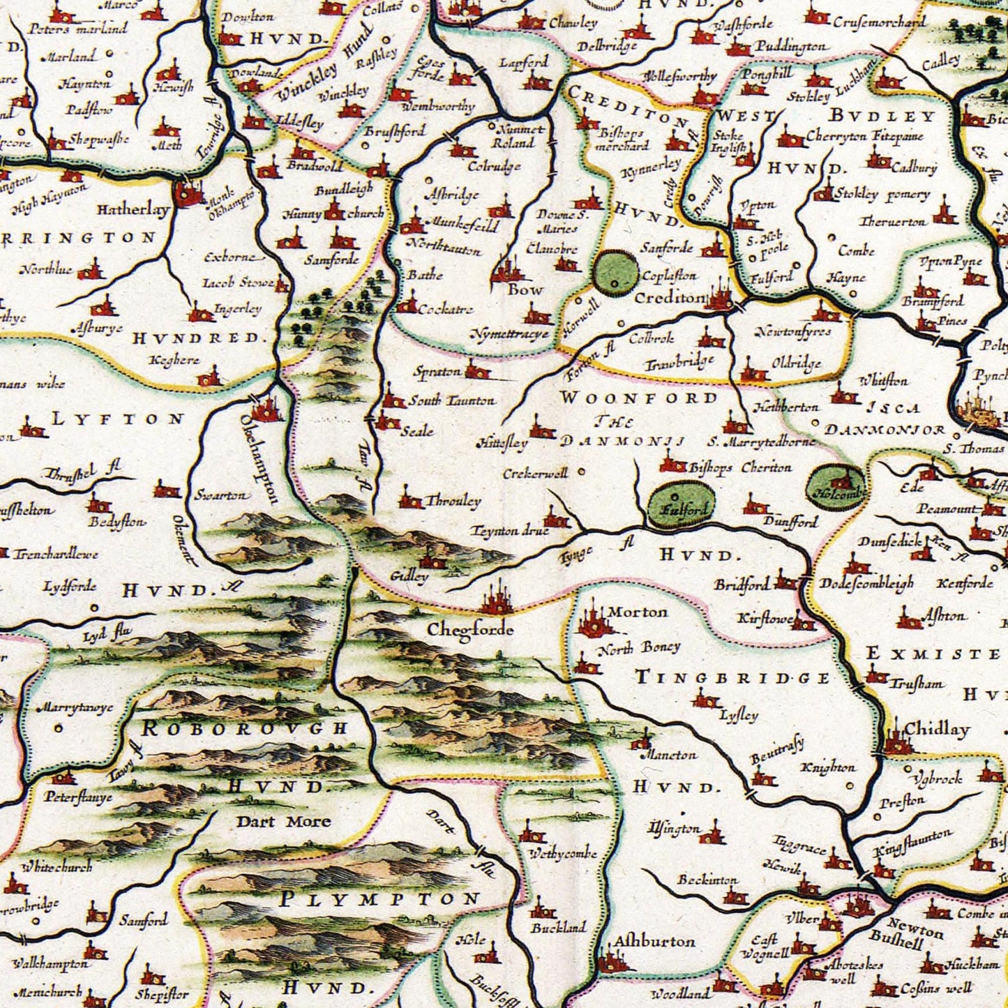 Historische Landkarte Devon um 1646