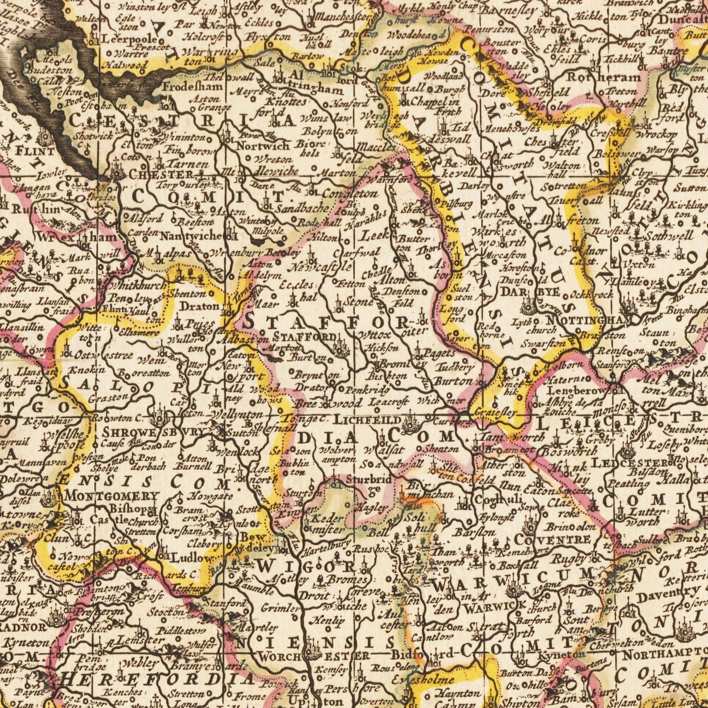 Historische Landkarte England um 1698